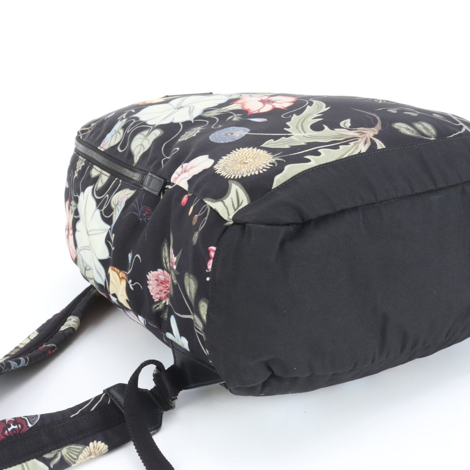 Gucci Black Leather Canvas Backpack Shoulder Bag