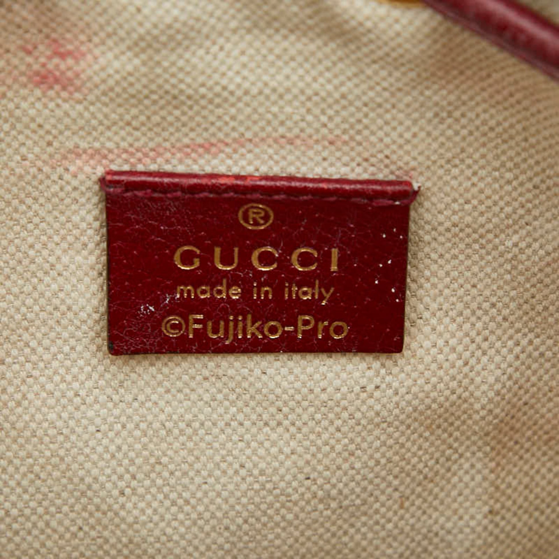 Gucci Beige Red Color Pvc Leather Shoulder Bag