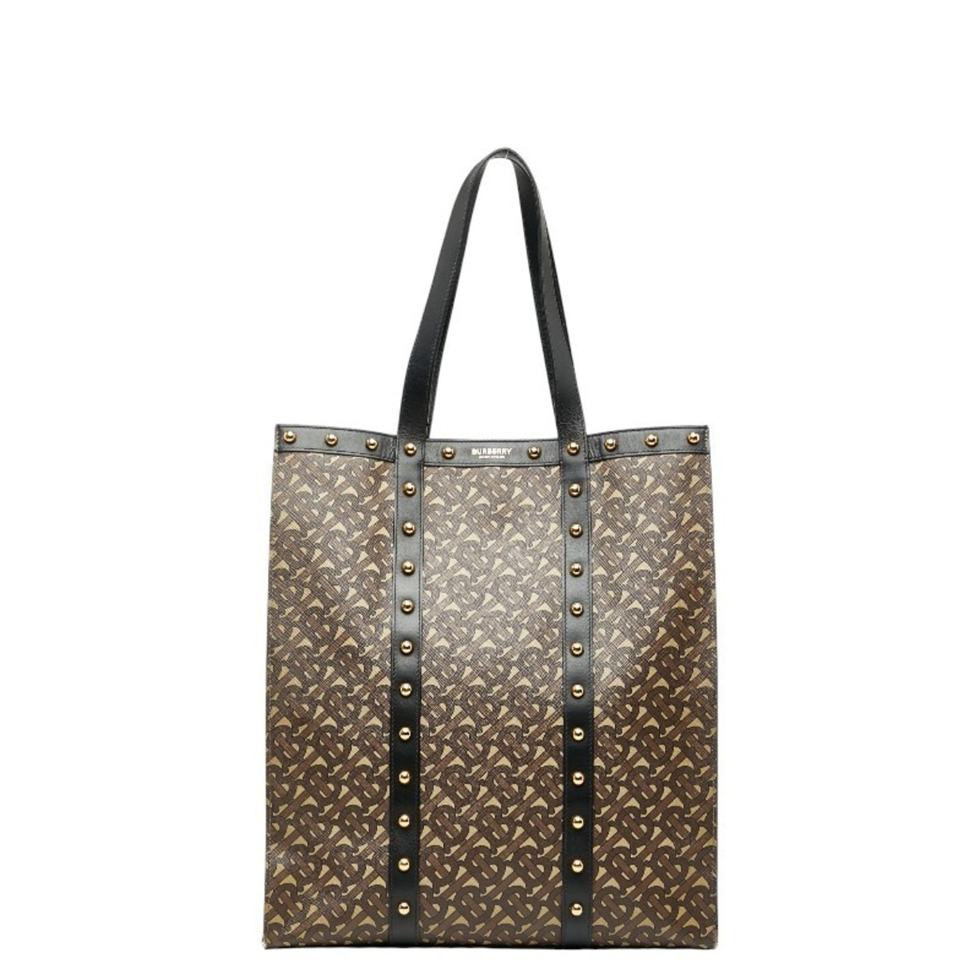 Burberry Pvc Tote Bag Leather Black Brown