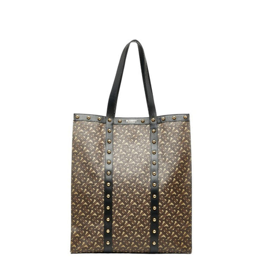 Burberry Pvc Tote Bag Leather Black Brown