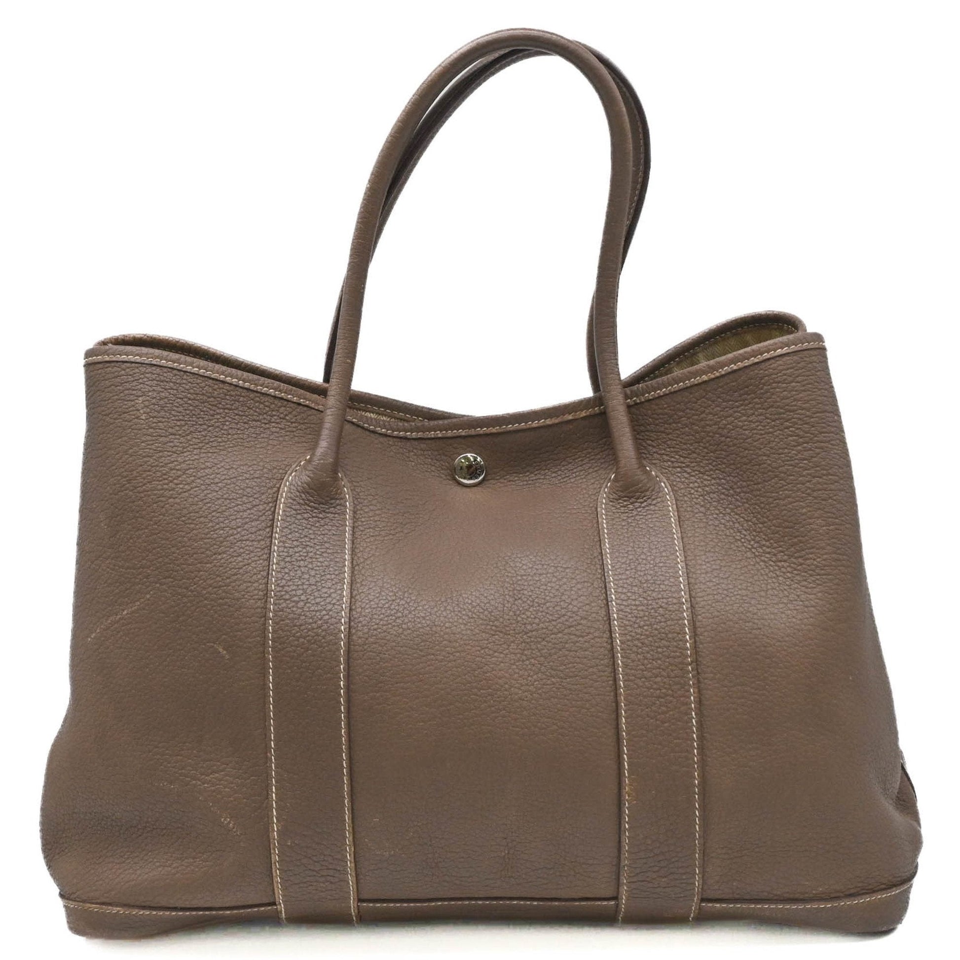 Hermes Garden Etoupe Grayish Negonda Handbag Tote Bag Leather
