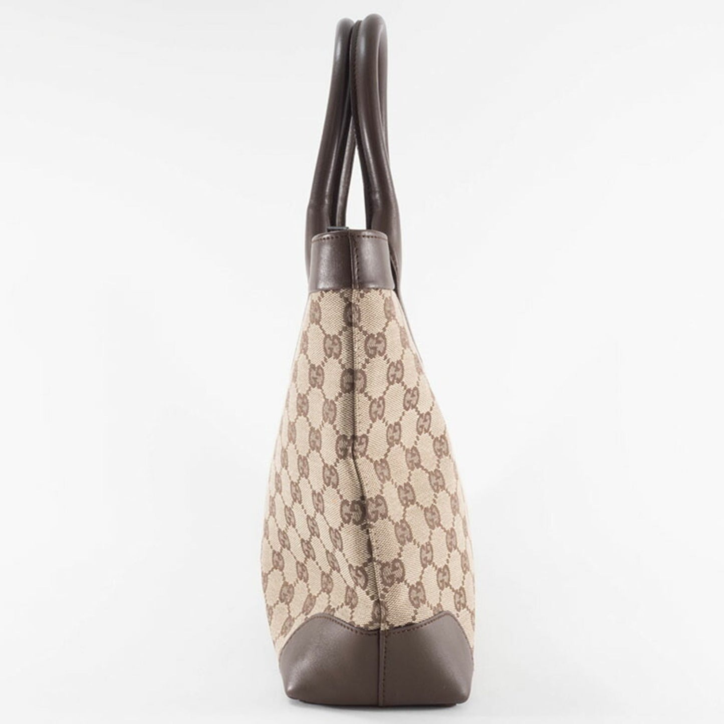 Gucci Gg Canvas Beige Brown Gg Canvas Leather Tote Bag