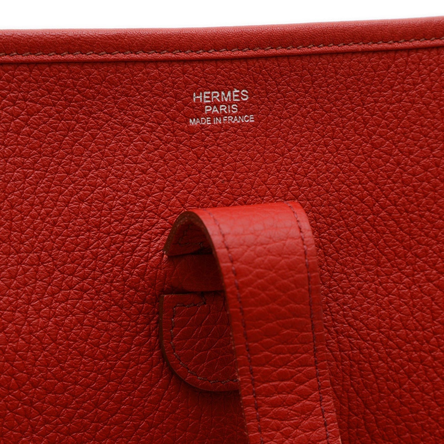 Hermes Color Rouge Garance Taurillon Clemence Shoulder Bag Leather Red