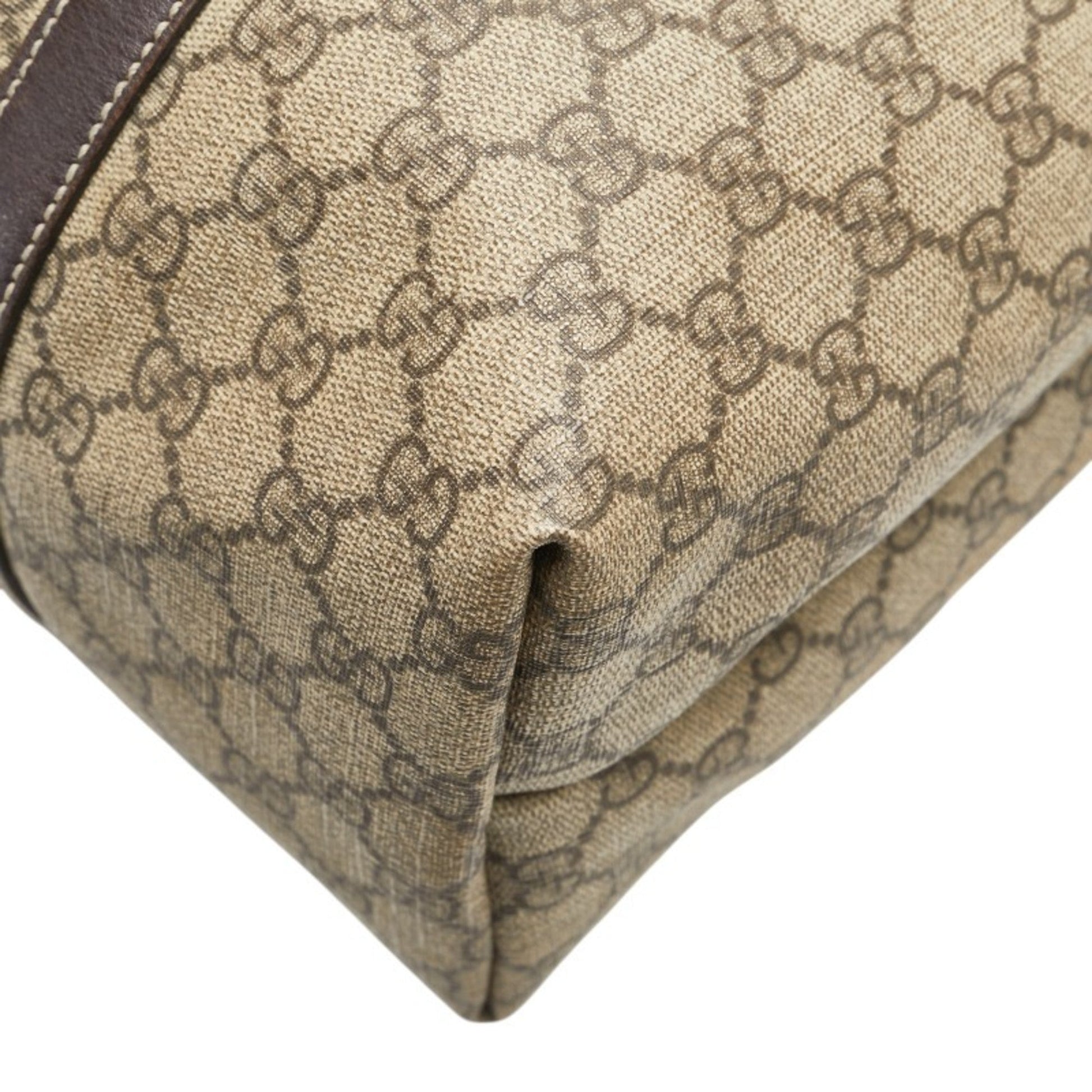 Gucci Beige Brown Pvc Leather Shoulder Bag Tote Bag