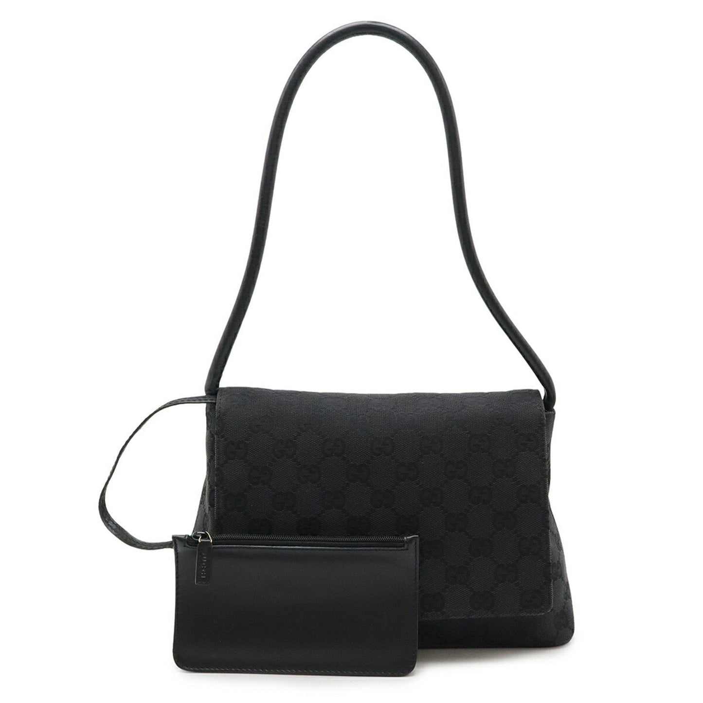 Gucci Gg Canvas Black Gg Canvas Leather Pouch Shoulder Bag