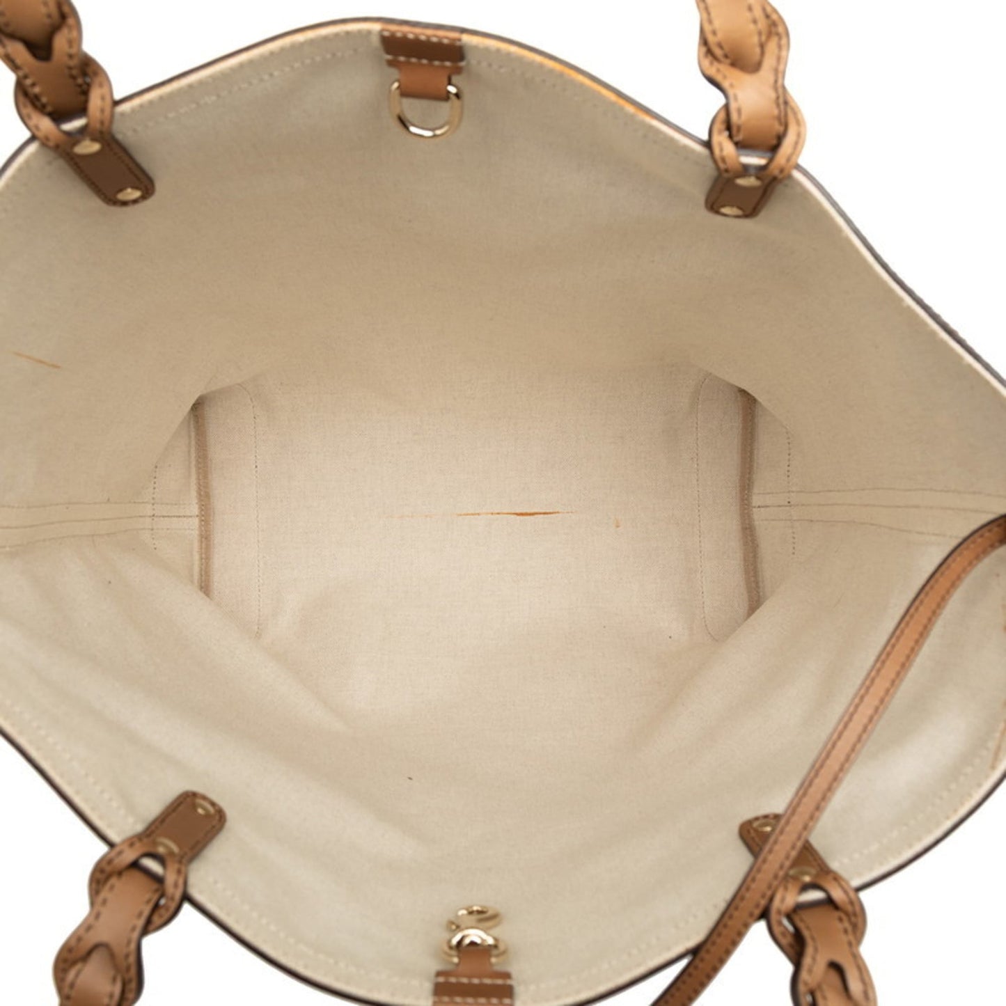 Gucci Gg Canvas Beige Brown Gg Canvas Leather Tote Bag