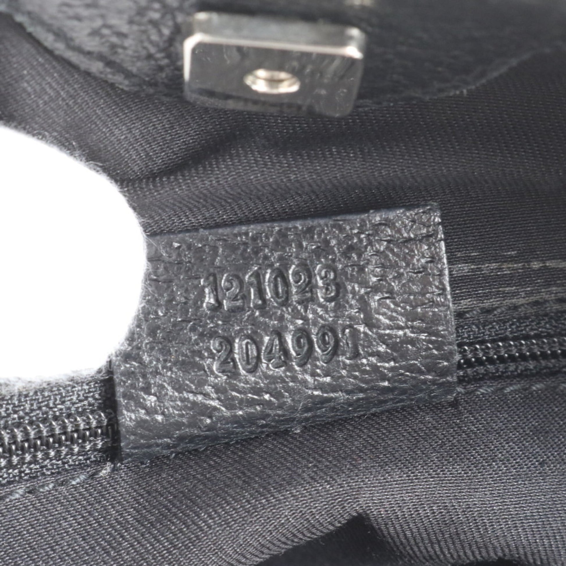 Gucci Black Leather Canvas Tote Bag