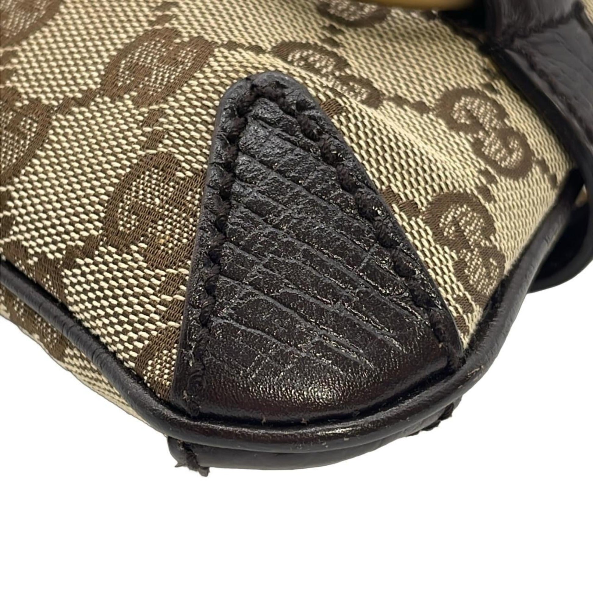 Gucci Beige Brown Gg Canvas Leather Shoulder Bag
