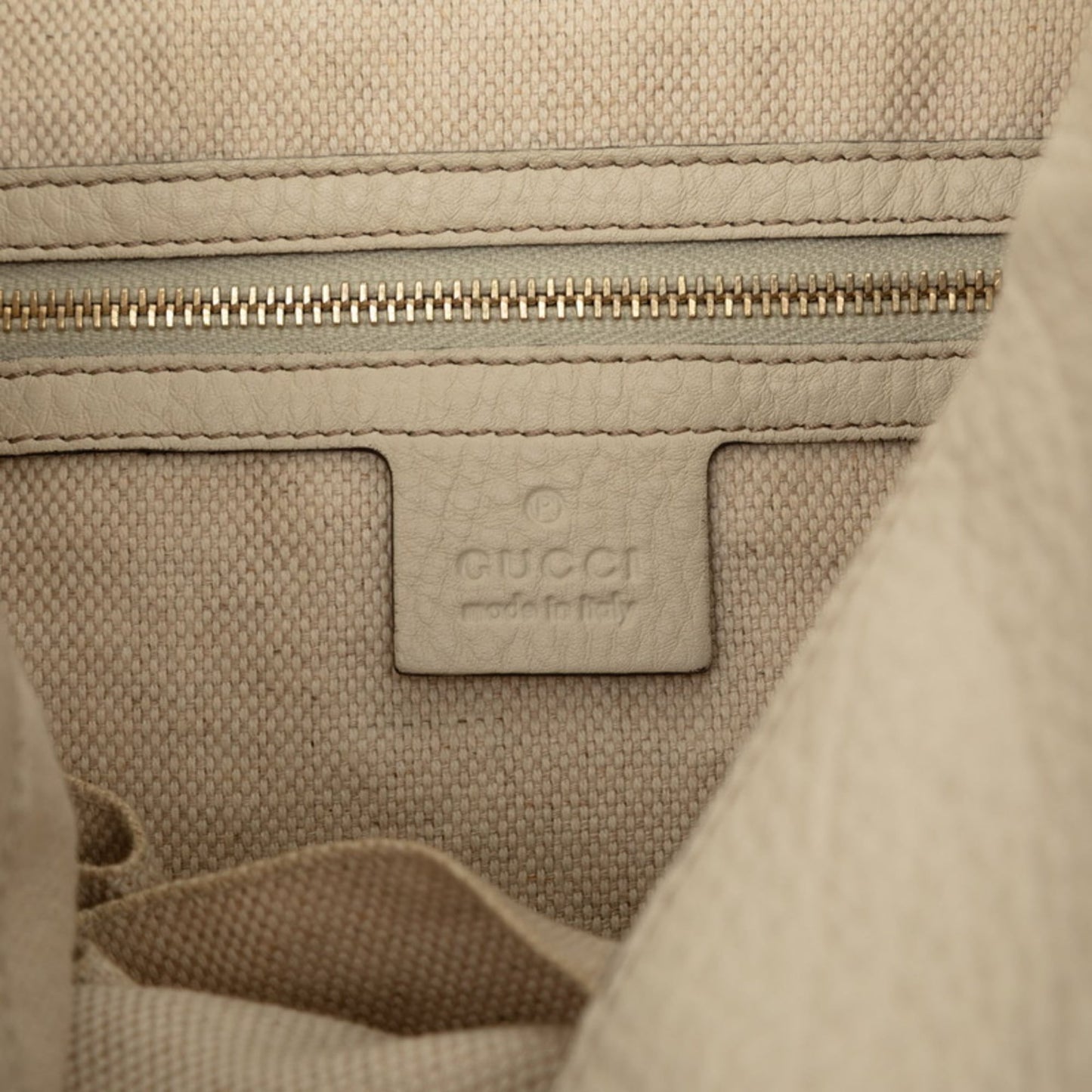 Gucci Beige White Canvas Leather Shoulder Bag