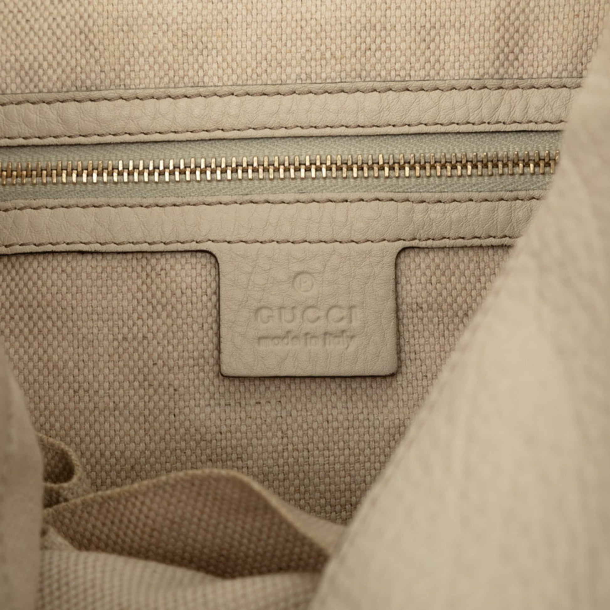 Gucci Beige White Canvas Leather Shoulder Bag