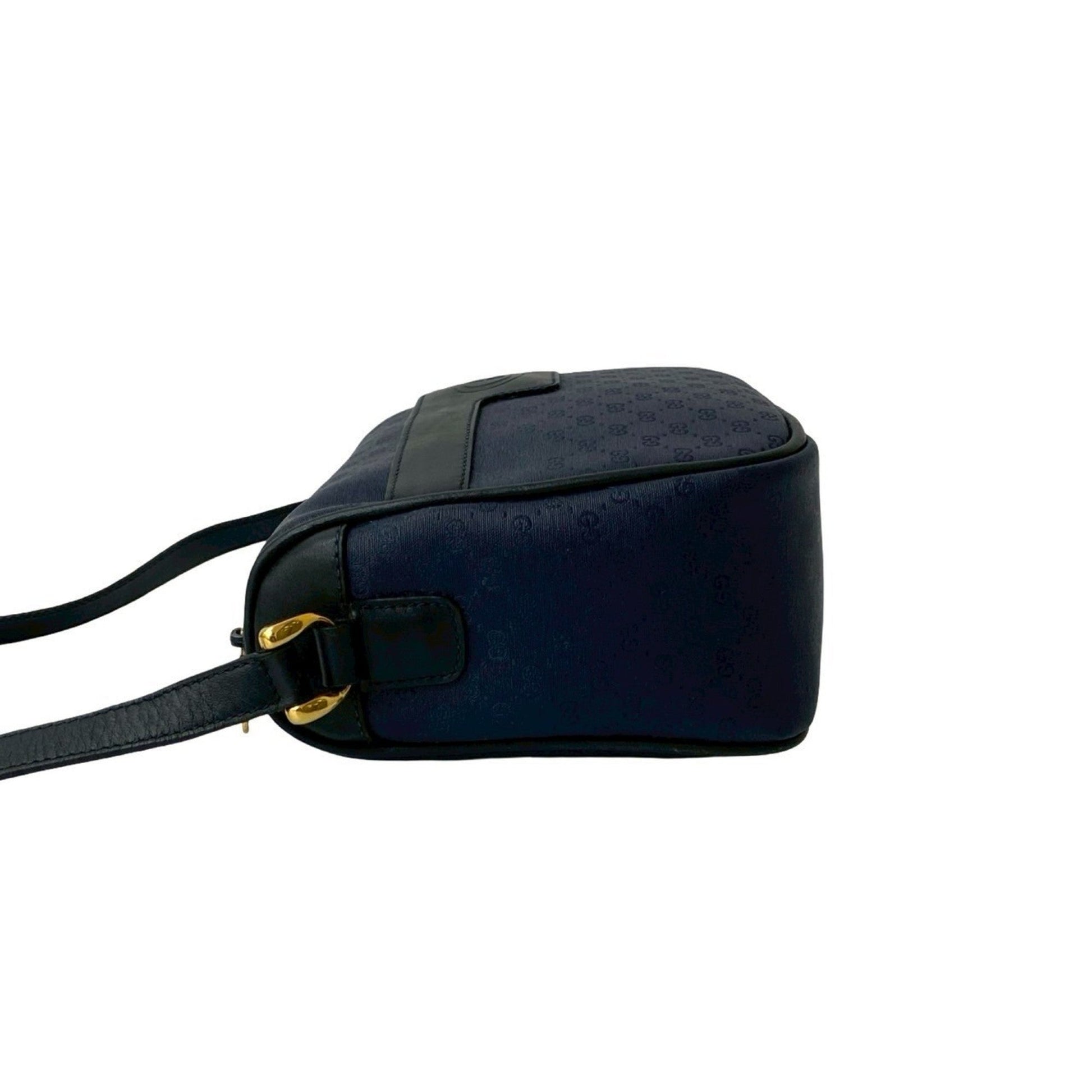 Gucci Black Navy Leather Pvc Pochette Shoulder Bag