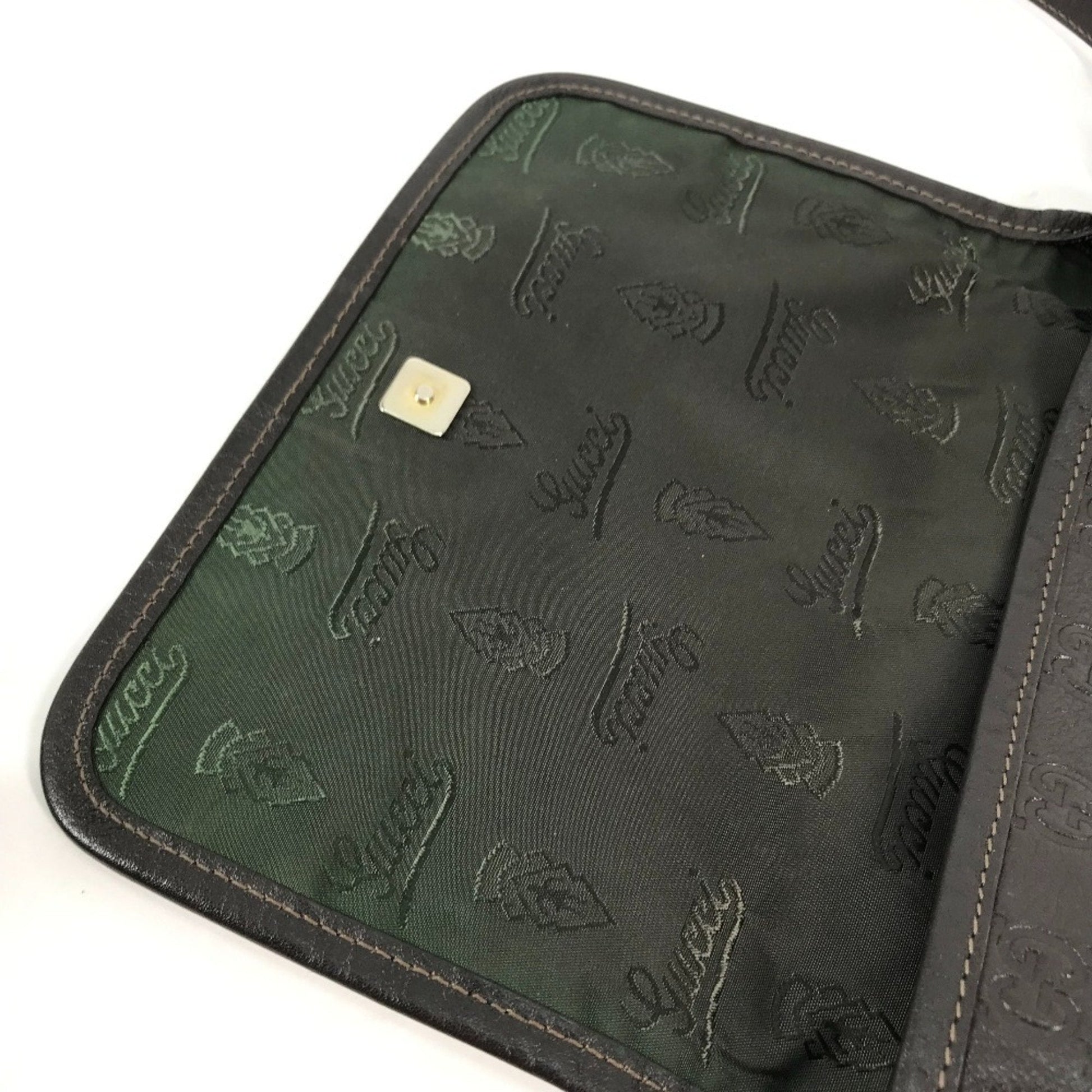 Gucci Dark Brown Leather Pochette Shoulder Bag
