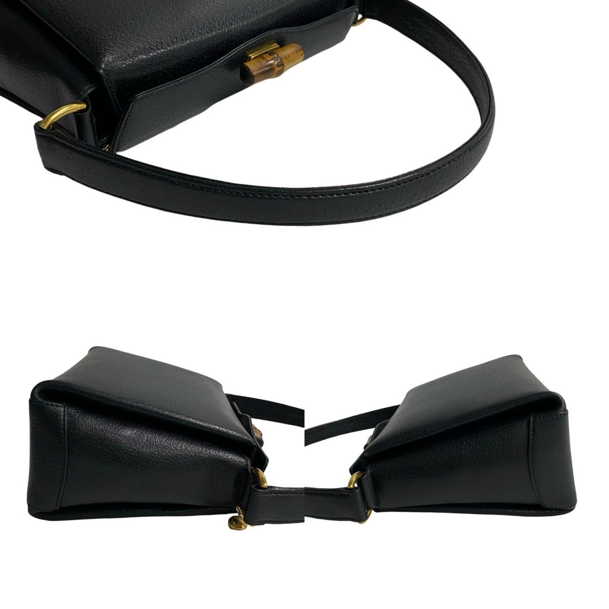 Gucci Black Leather Handbag Tote Bag