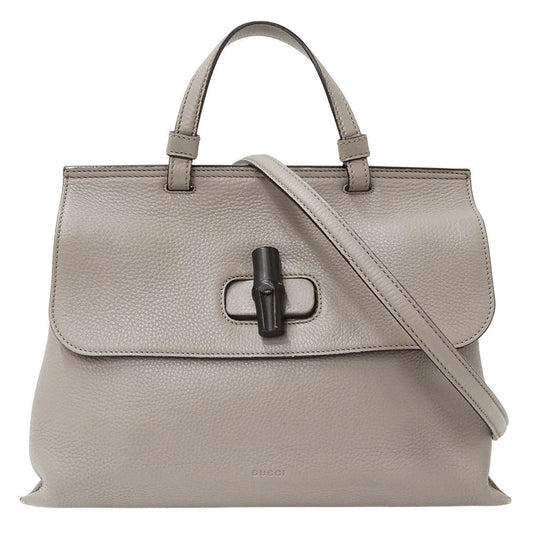 Gucci Gray Leather Handbag Shoulder Bag