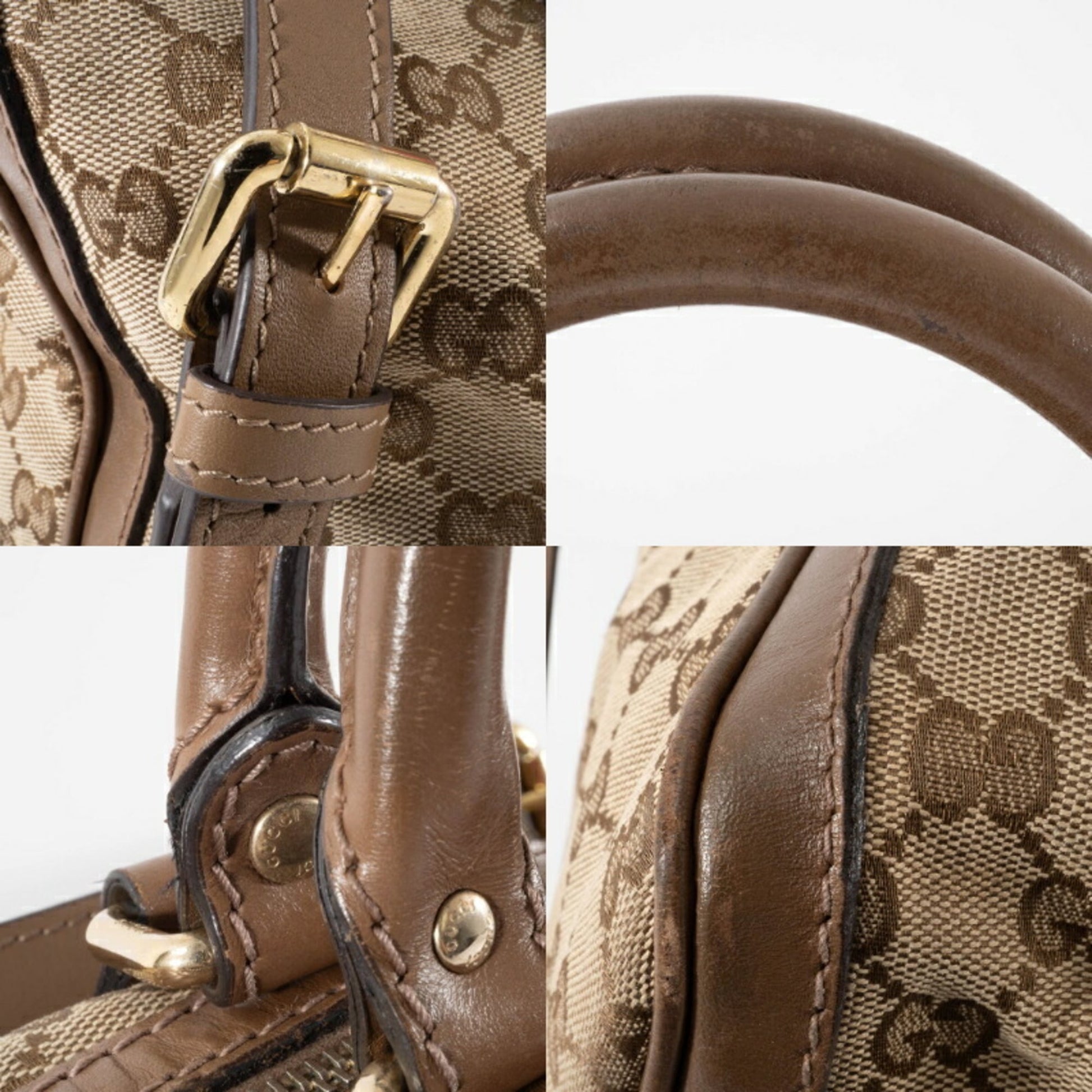 Gucci Brown Pink Gg Canvas Leather Boston Bag Shoulder Bag