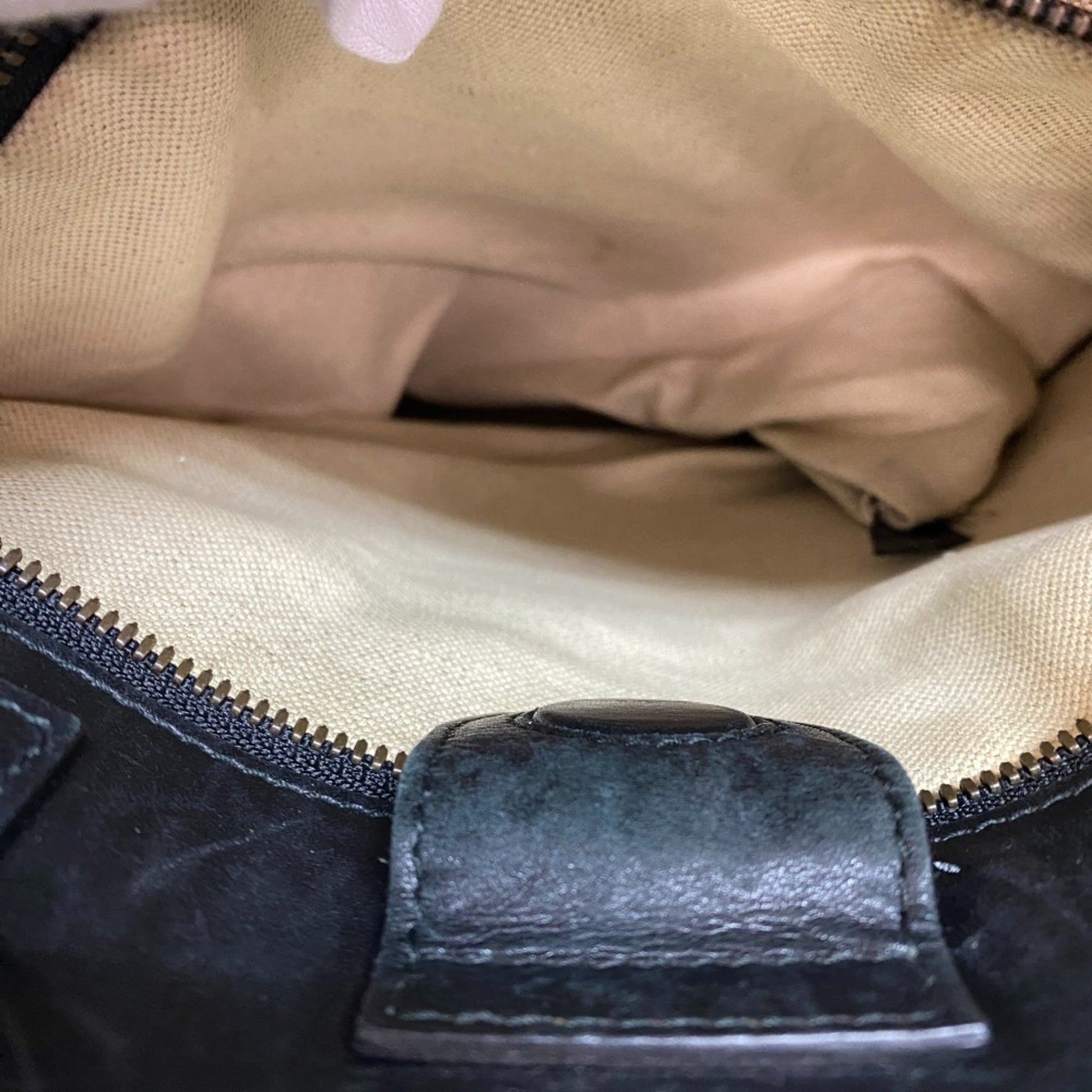 Gucci Beige Black Pvc Leather Tote Bag
