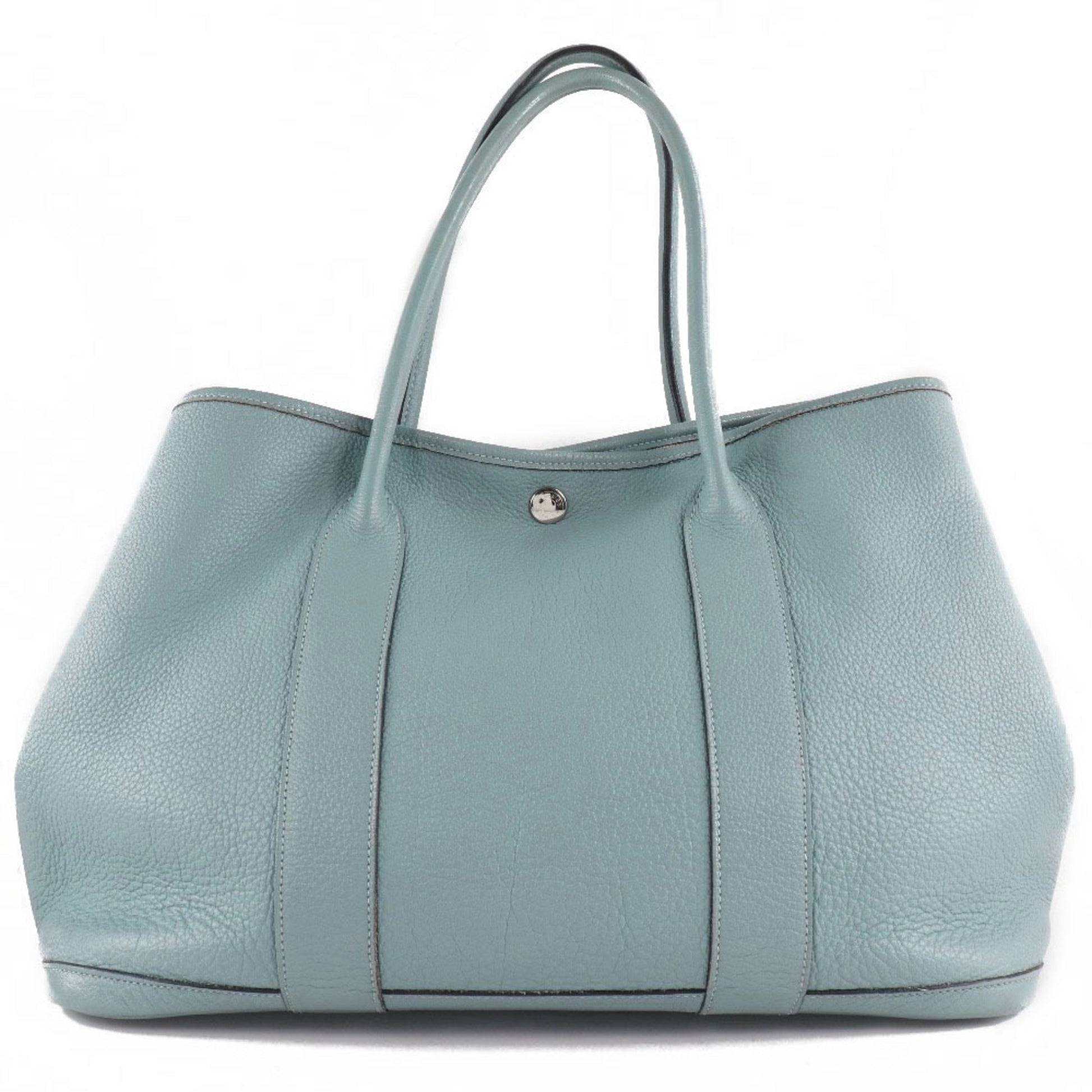 Hermes Garden Lin Light Negonda Tote Bag Leather Blue