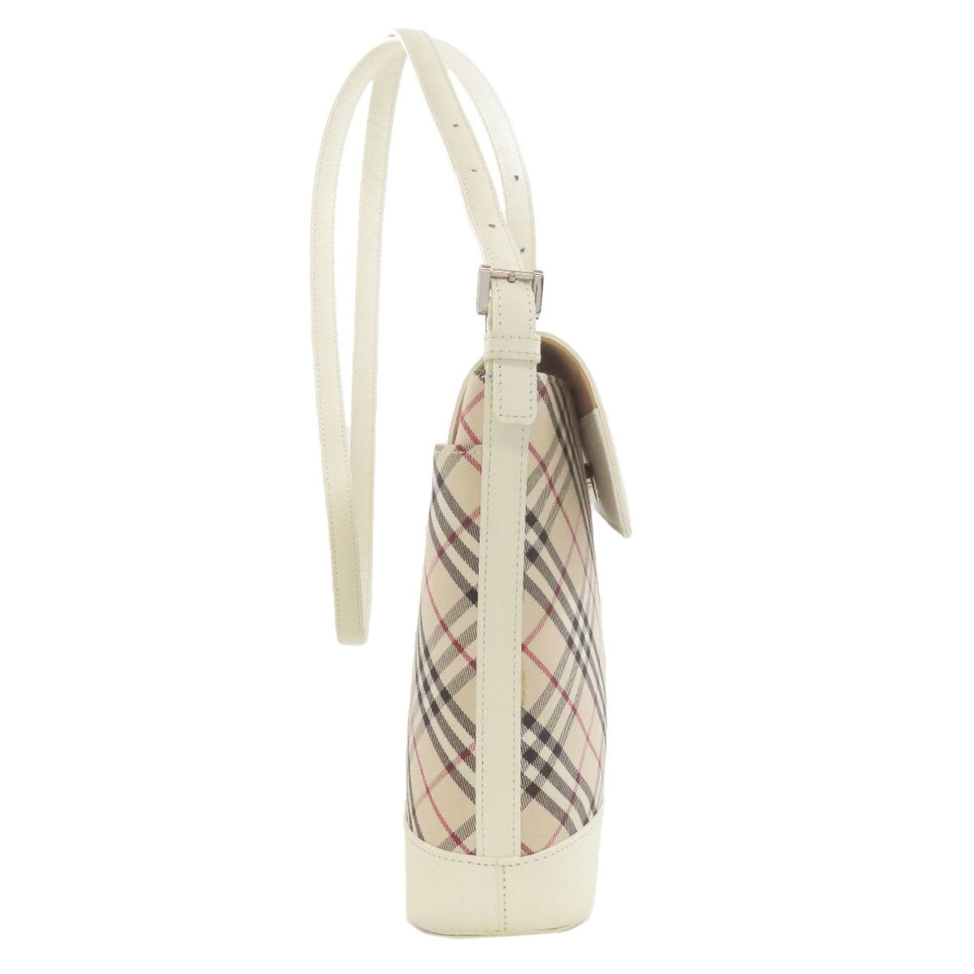 Burberry Shoulder Bag Leather Canvas Beige