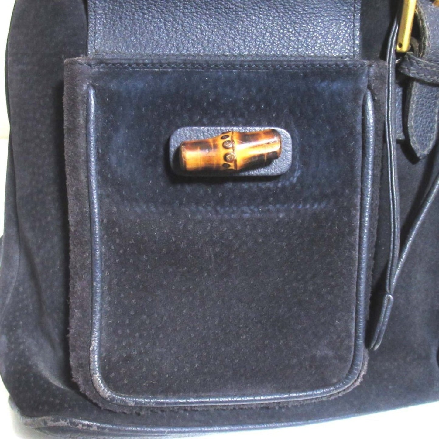 Gucci Navy Suede Leather Backpack