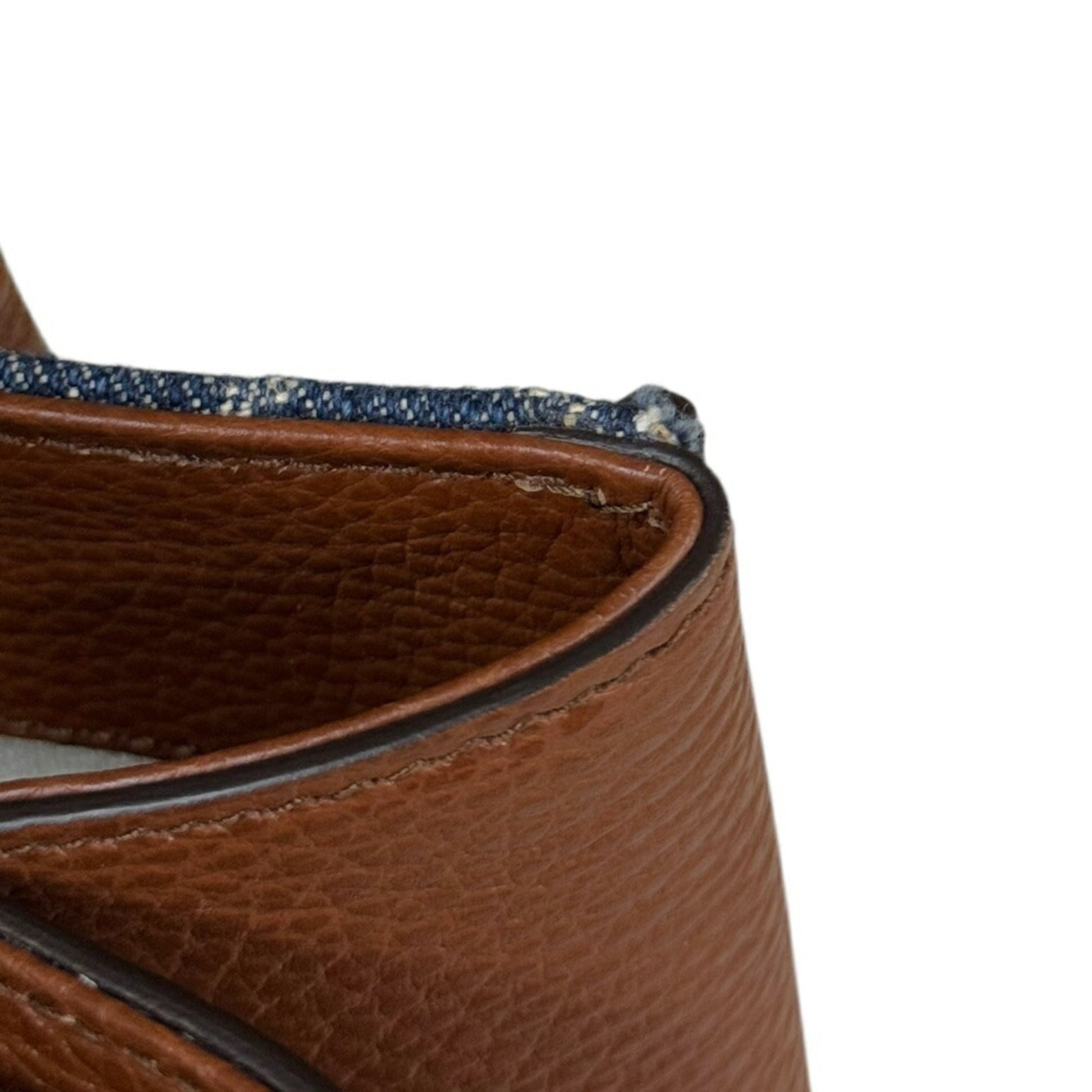 Gucci Blue Brown Denim Leather Shoulder Bag