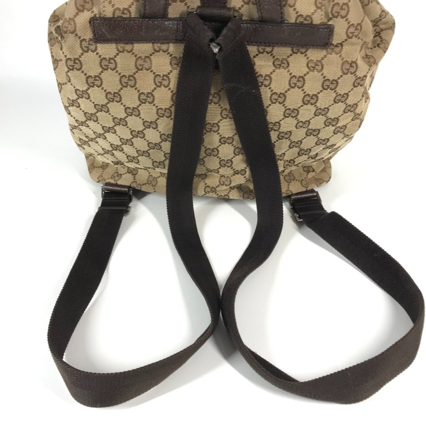 Gucci Beige Dark Brown Gg Canvas Backpack