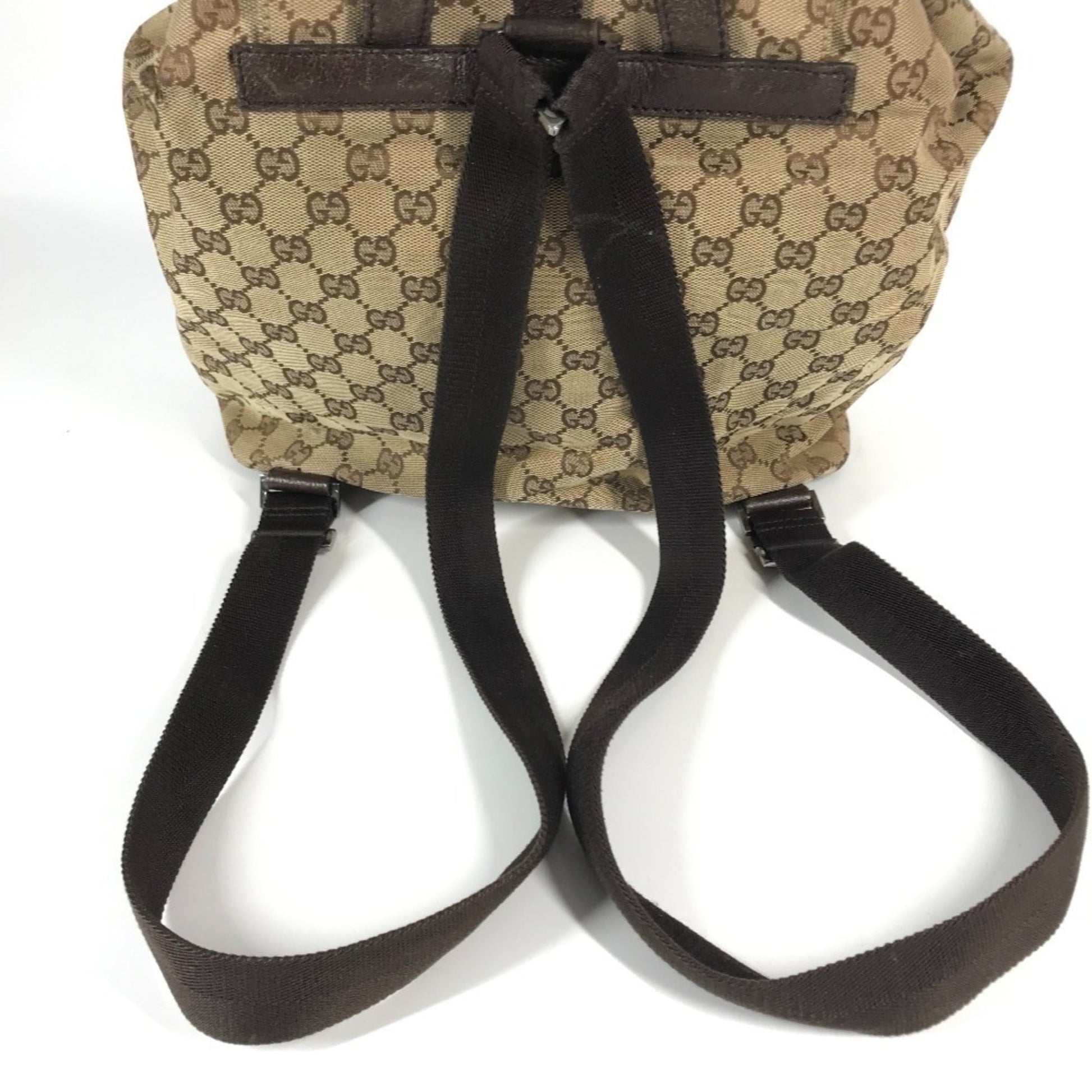 Gucci Beige Dark Brown Gg Canvas Backpack