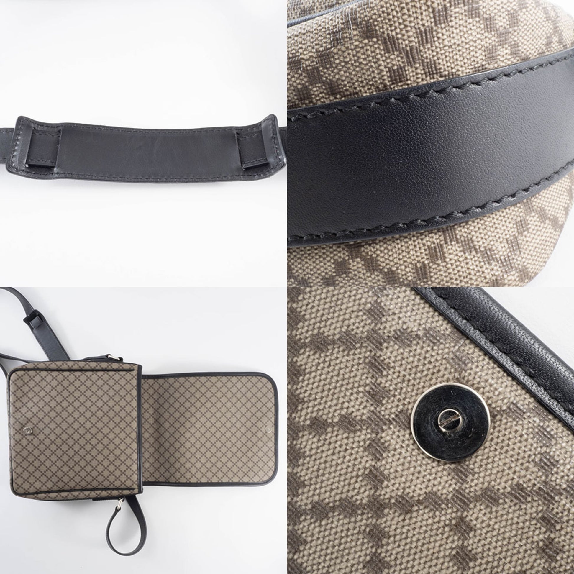 Gucci Beige Black Pvc Leather Shoulder Bag