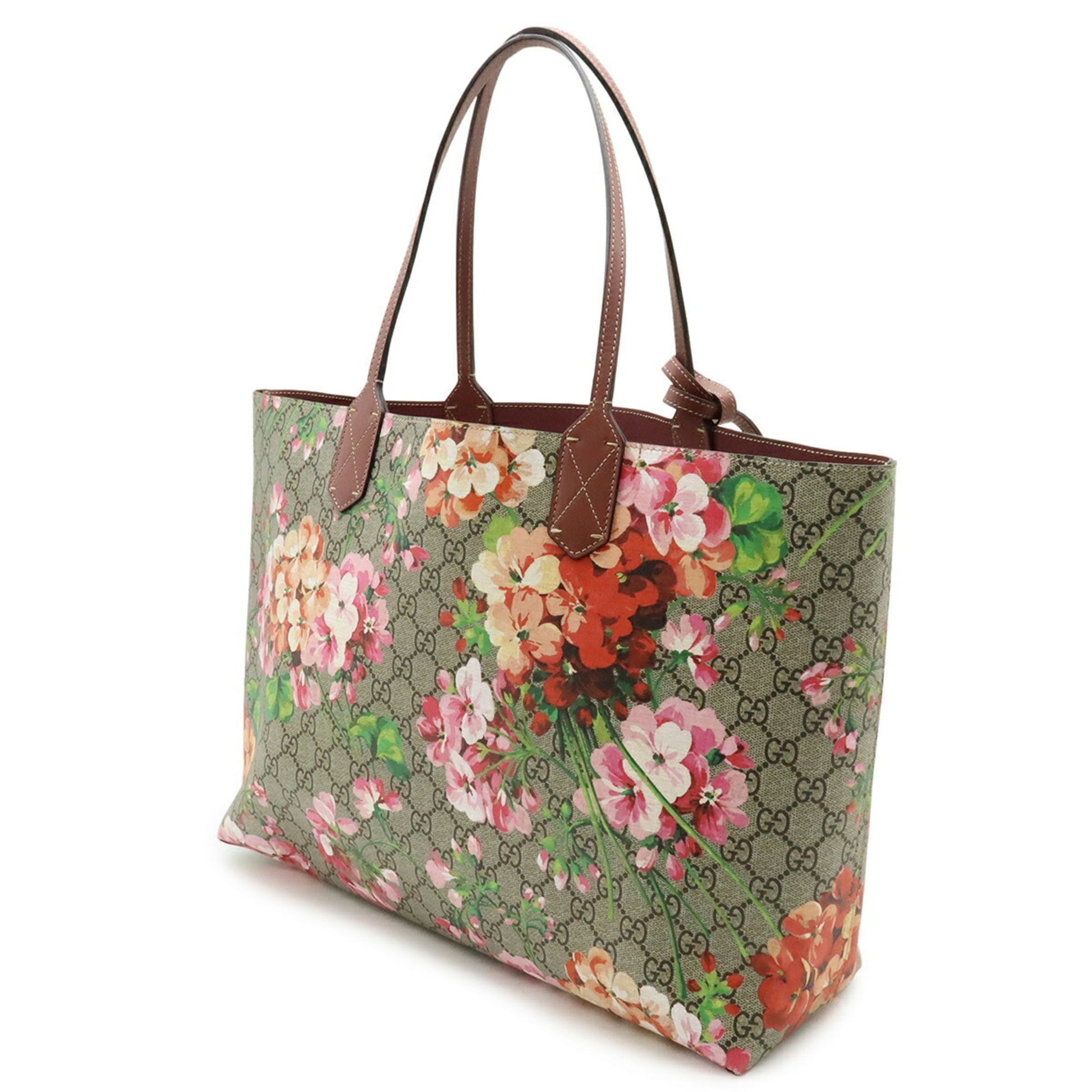 Gucci Gg Blooms Beige Multi-Color Pink Leather Shoulder Bag Tote Bag