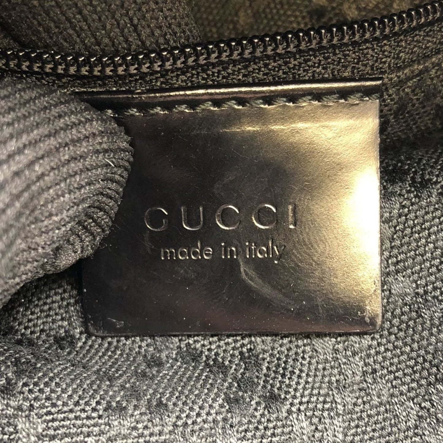 Gucci Black Canvas Leather Handbag Shoulder Bag