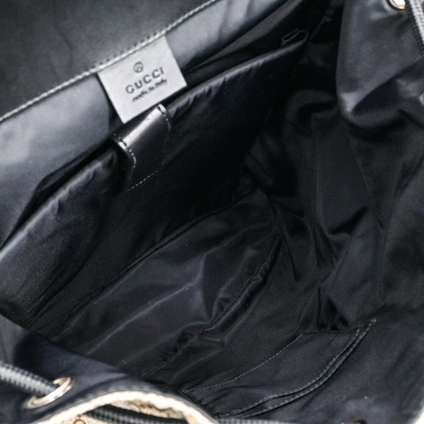Gucci Beige Black Gg Supreme Leather Backpack