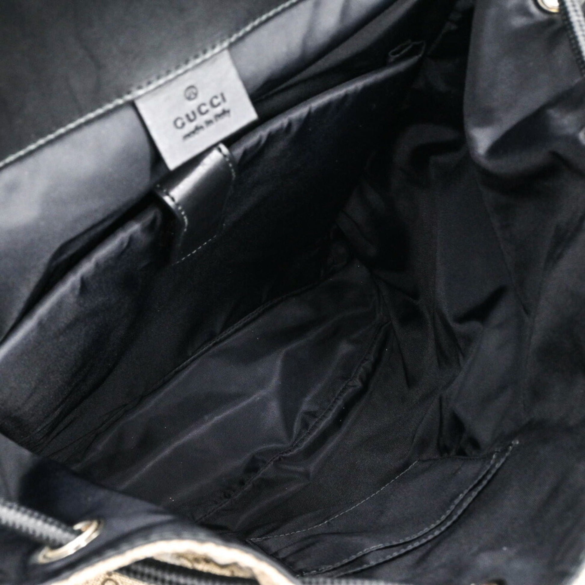 Gucci Beige Black Gg Supreme Leather Backpack