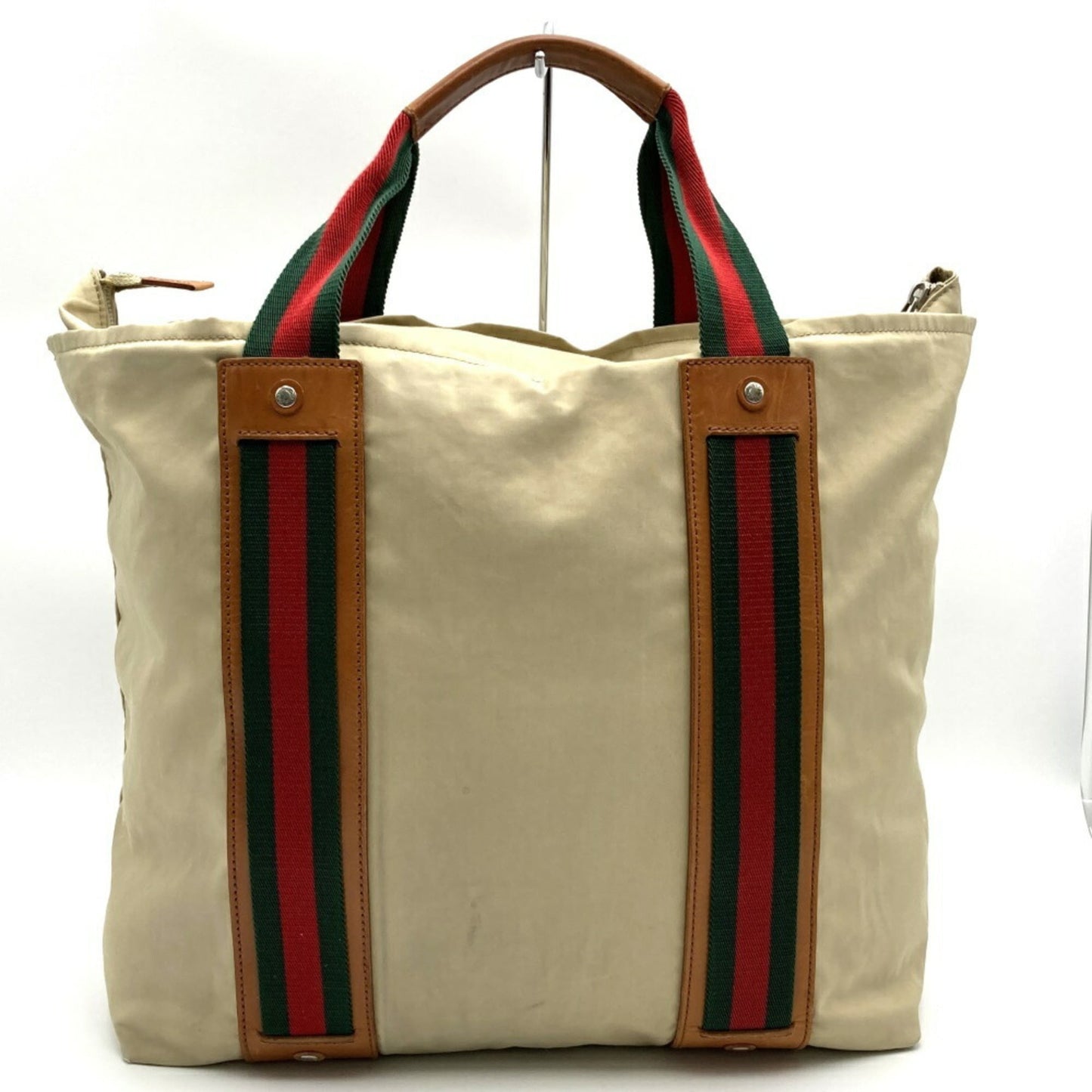 Gucci Sherry Line Beige Polyester Leather Tote Bag