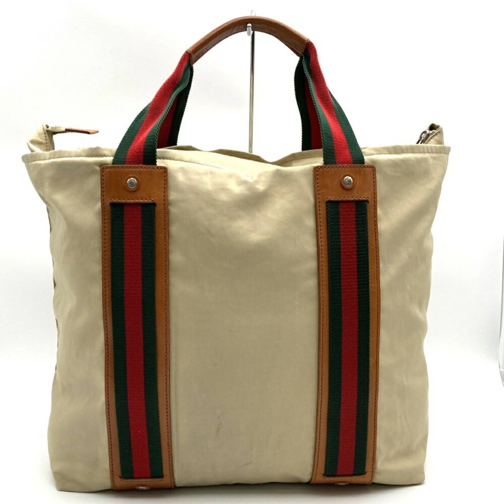 Gucci Sherry Line Beige Polyester Leather Tote Bag