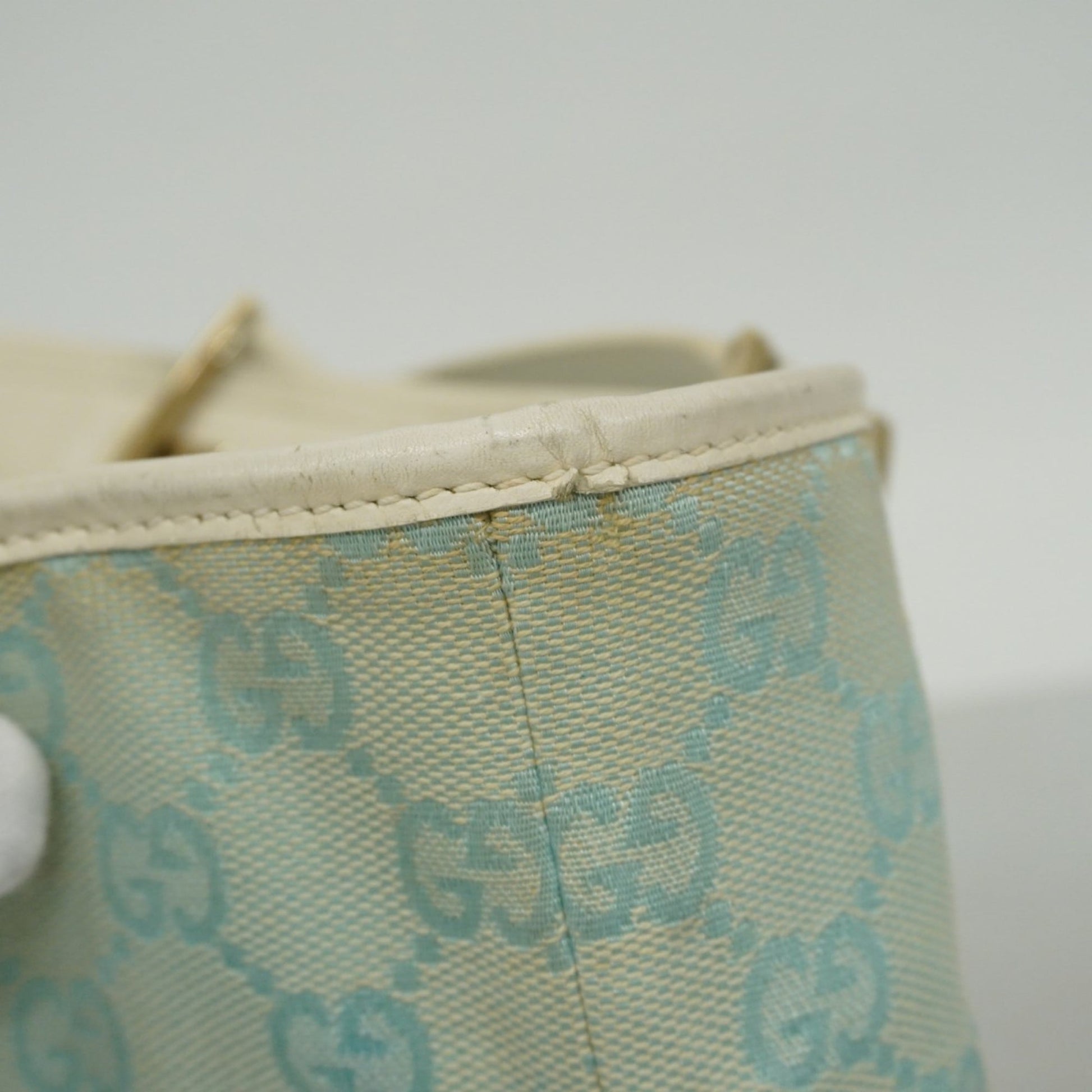 Gucci Light Blue White Canvas Tote Bag