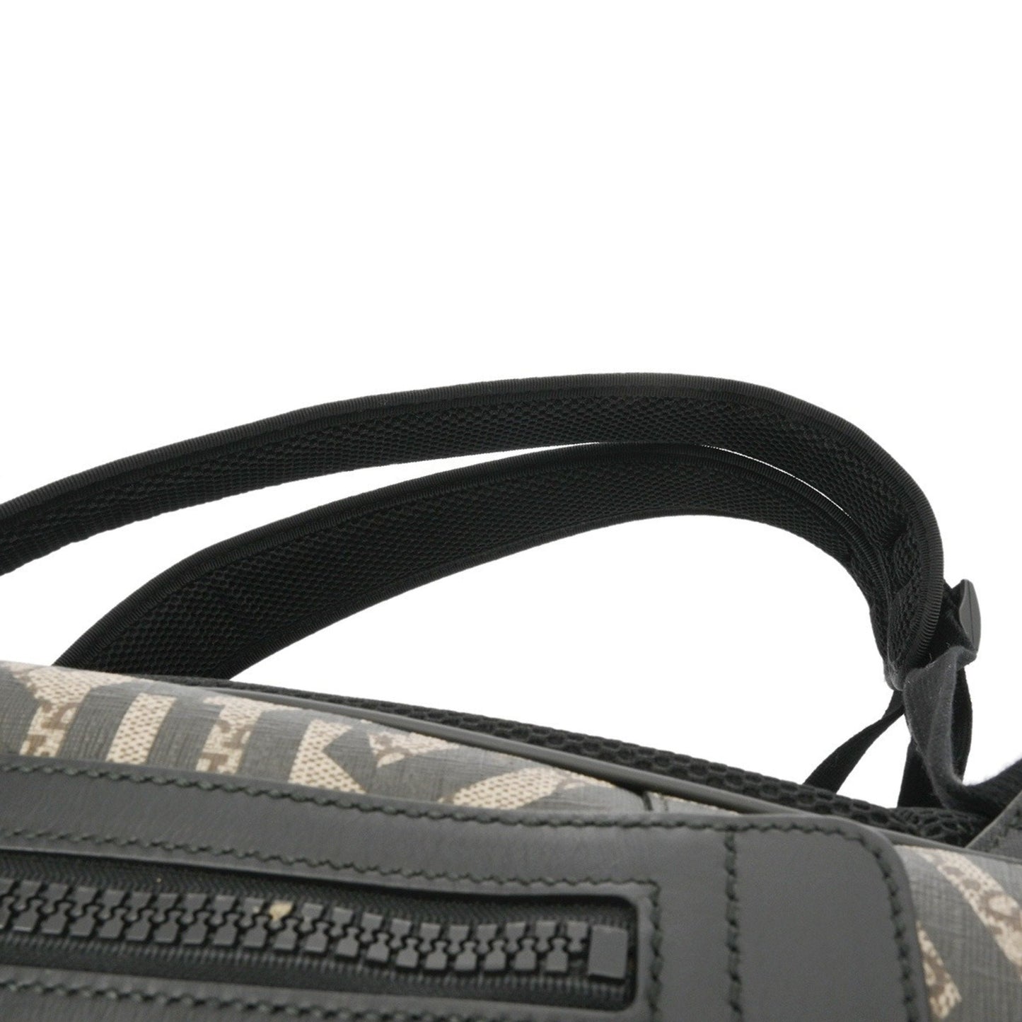 Gucci Beige Black Leather Gg Supreme Canvas Backpack