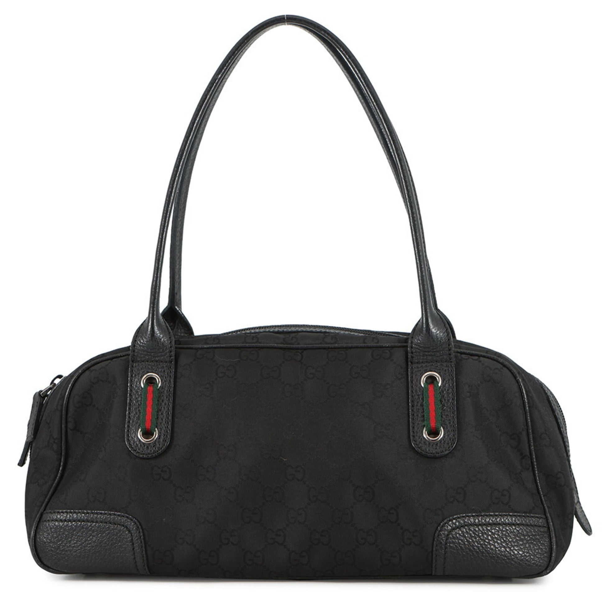 Gucci Sherry Line Black Nylon Leather Handbag