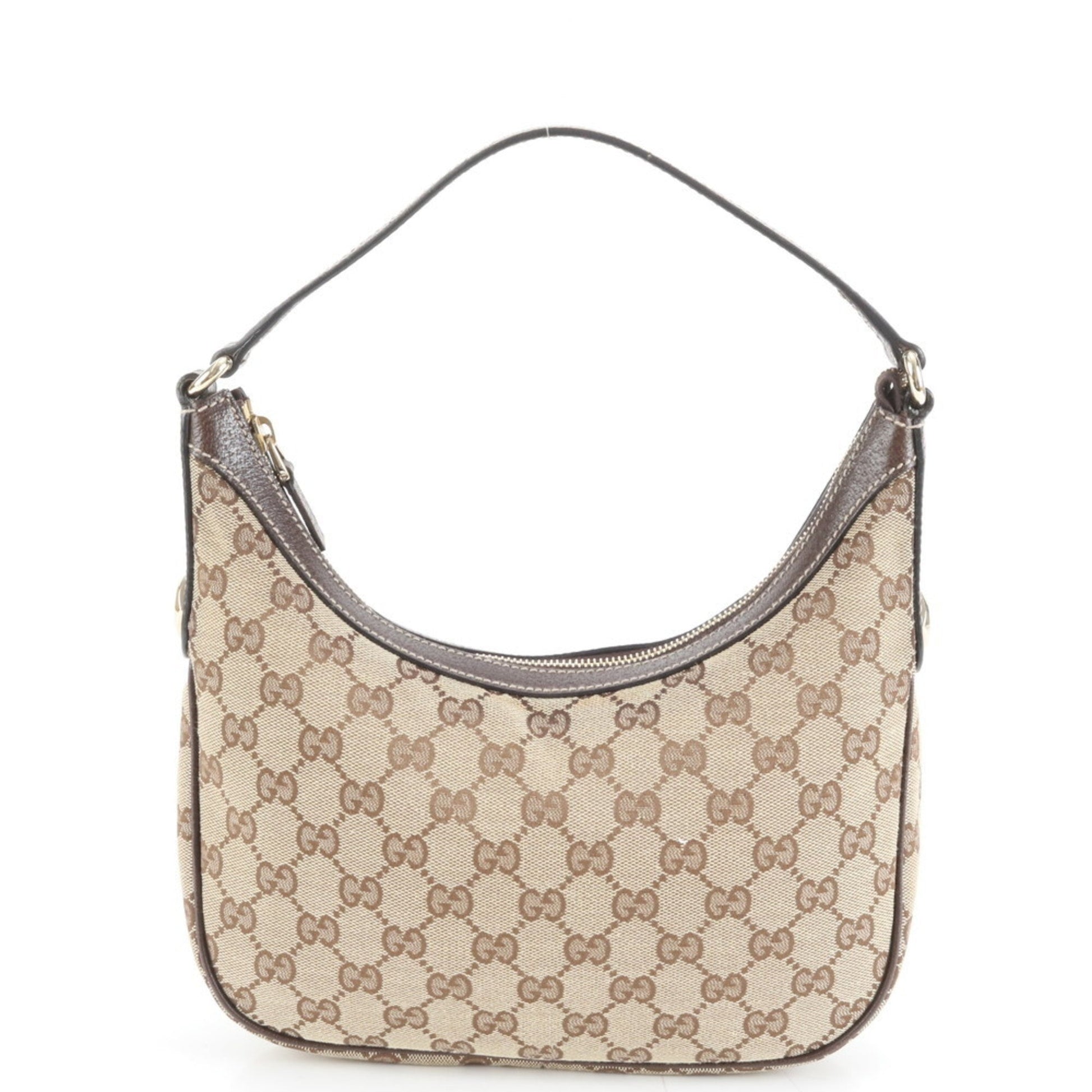 Gucci Brown Leather Canvas Shoulder Bag