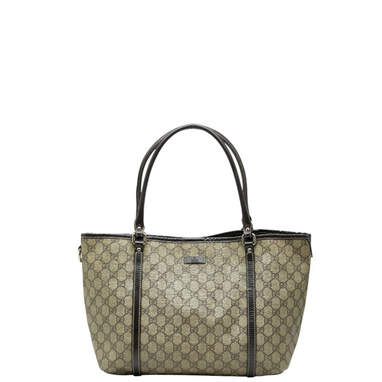 Gucci Beige Brown Pvc Leather Tote Bag