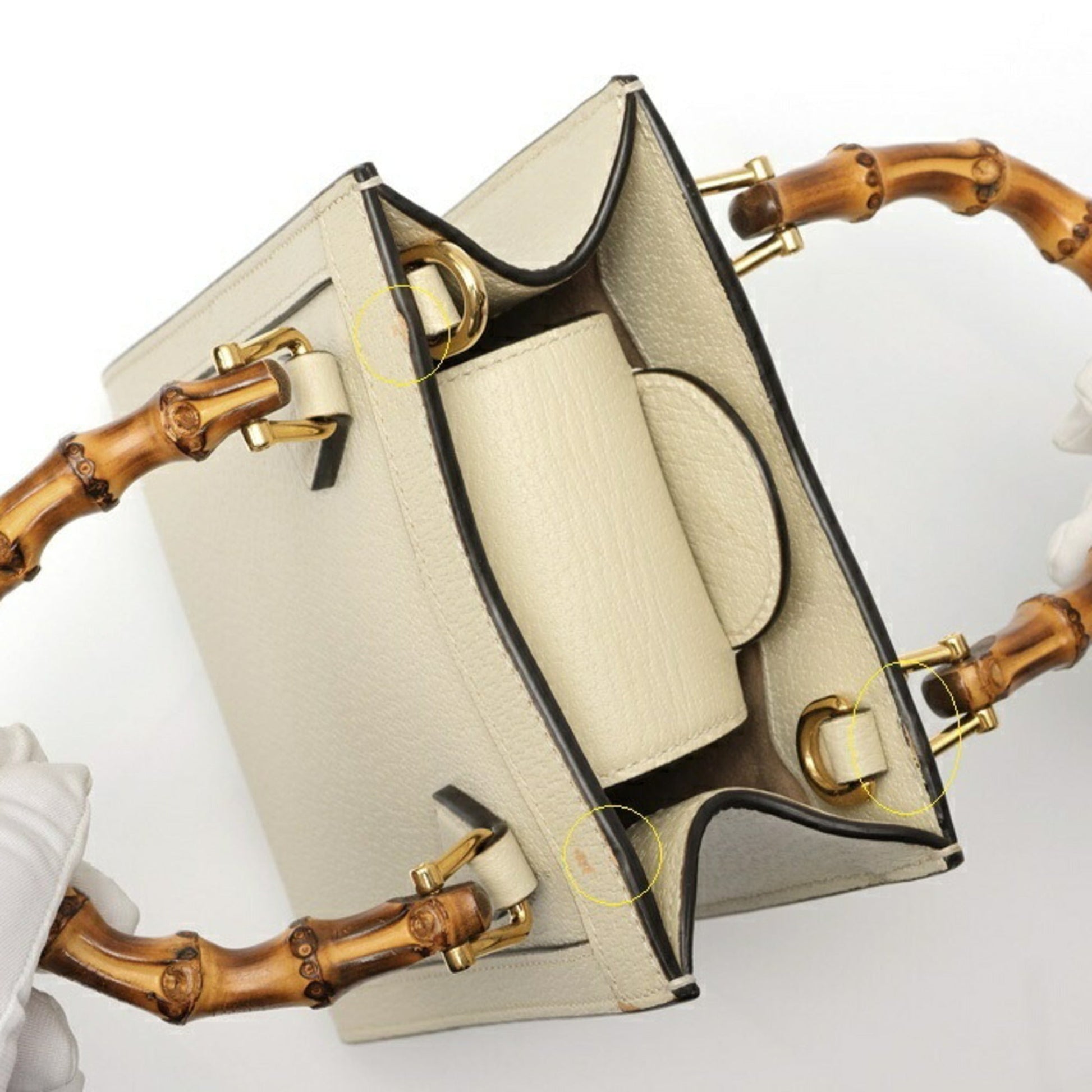 Gucci White Leather Shoulder Bag Tote Bag