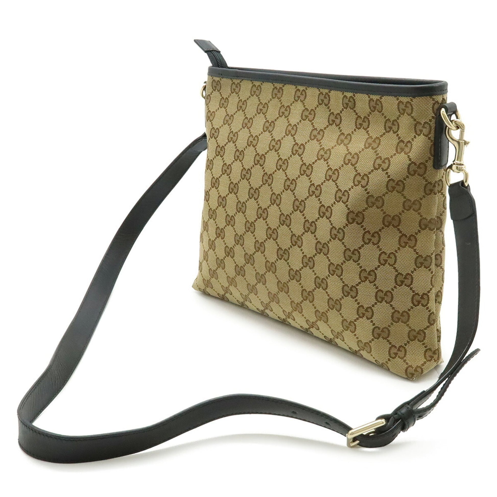 Gucci Gg Canvas Beige Black Green Khaki Red Color Gg Canvas Leather Shoulder Bag