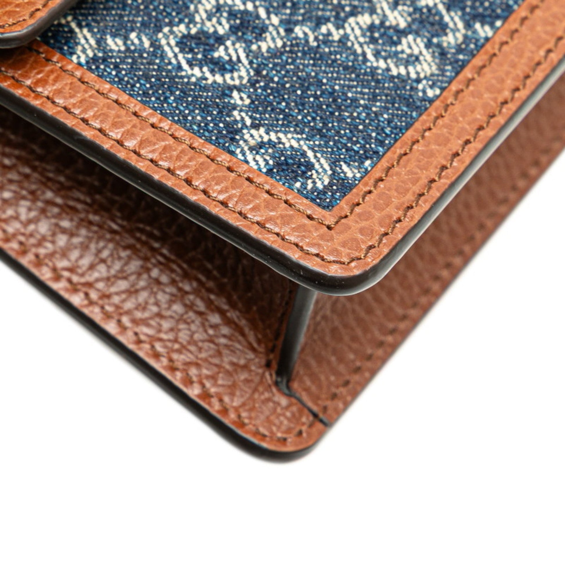 Gucci Brown Denim Leather Shoulder Bag