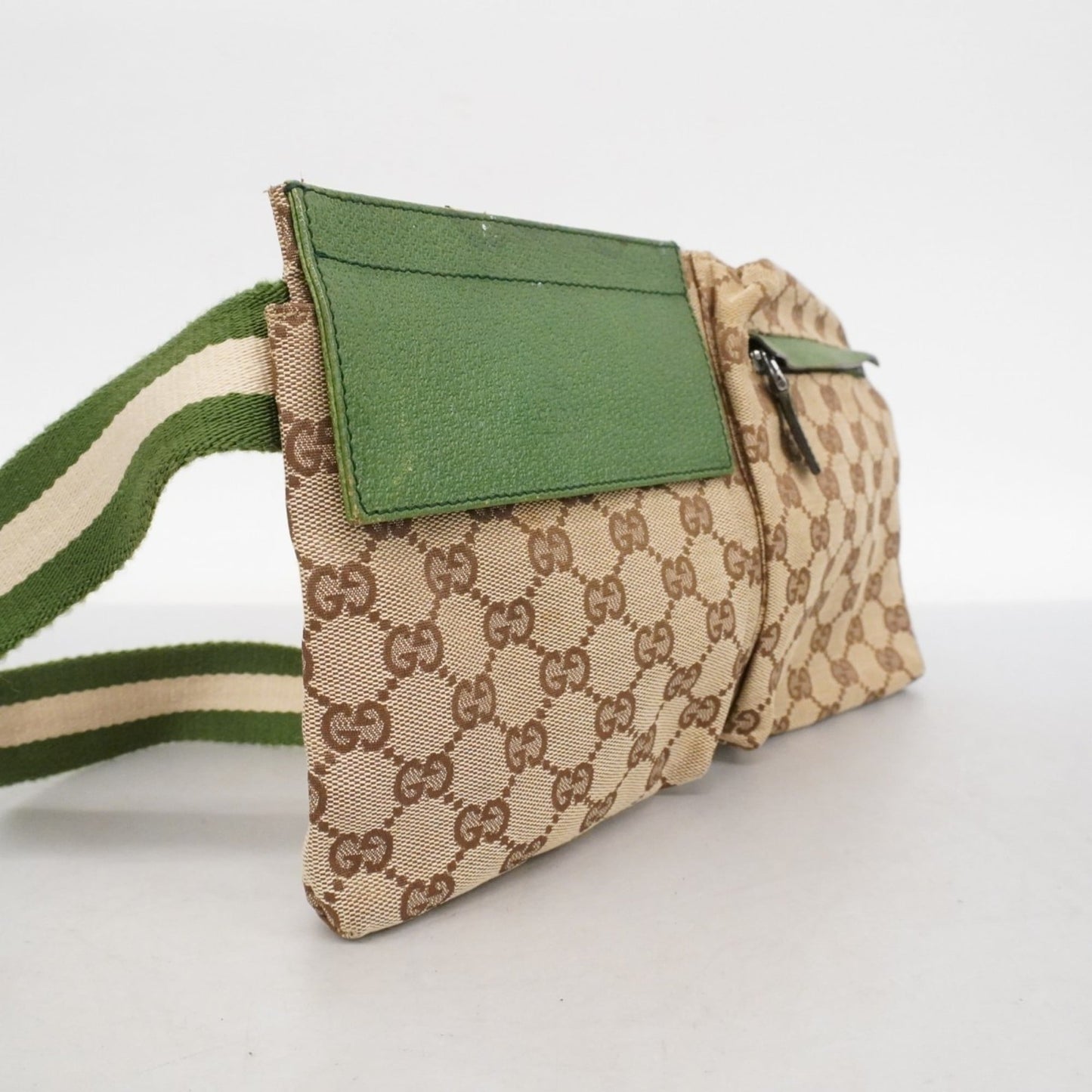 Gucci Brown Green Canvas Fanny Pack