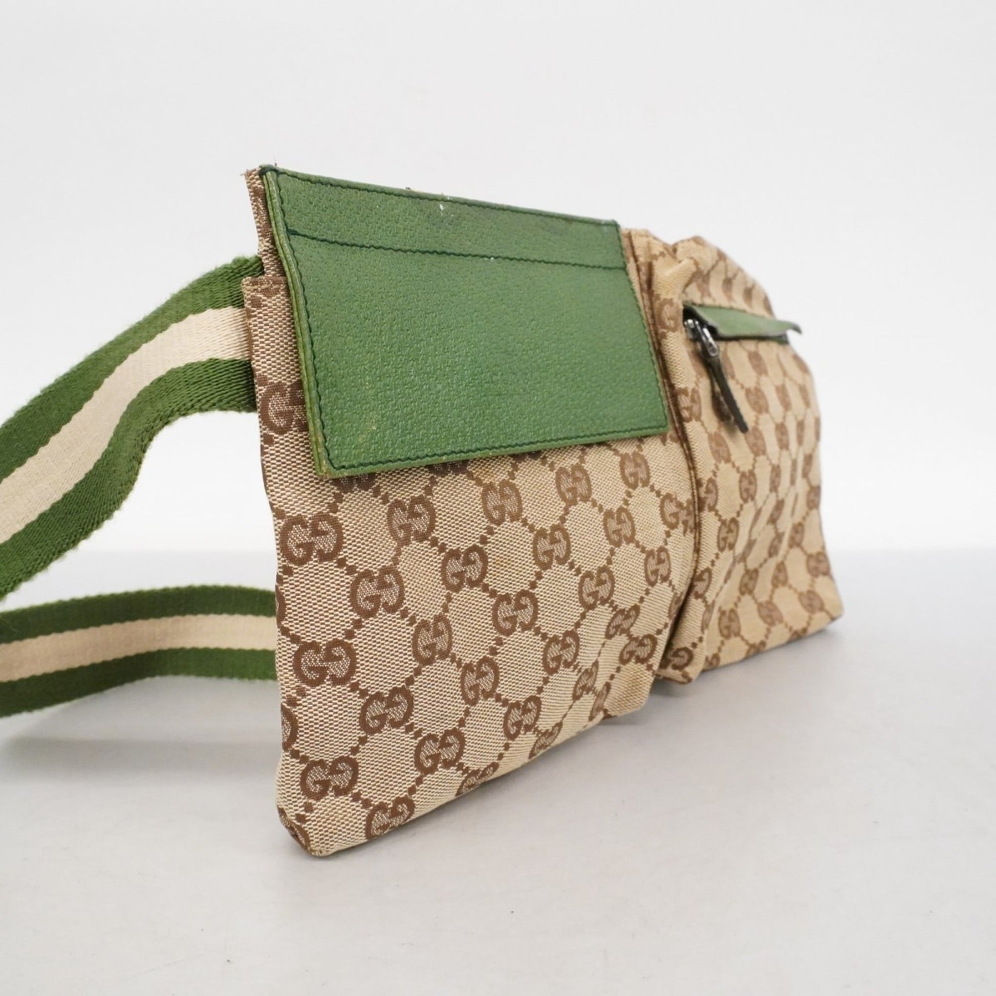 Gucci Brown Green Canvas Fanny Pack