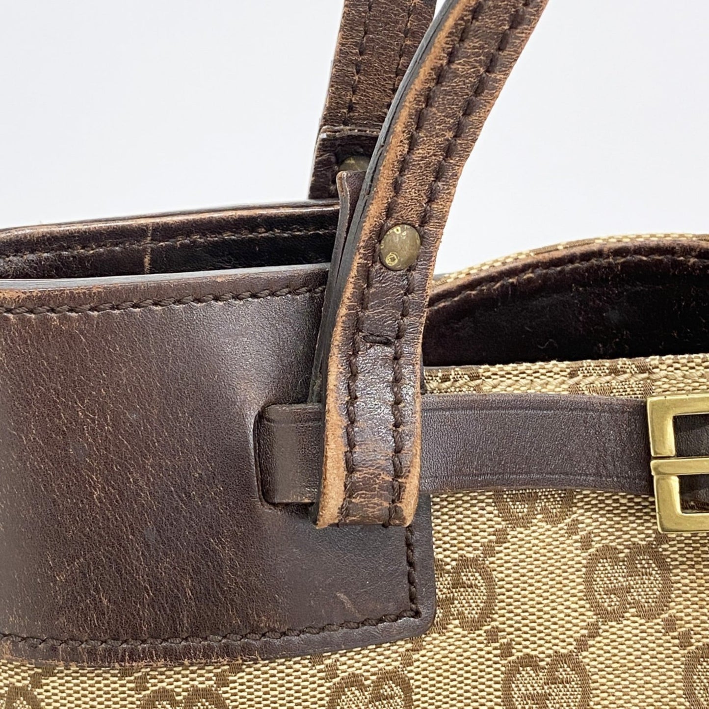 Gucci Beige Brown Canvas Handbag