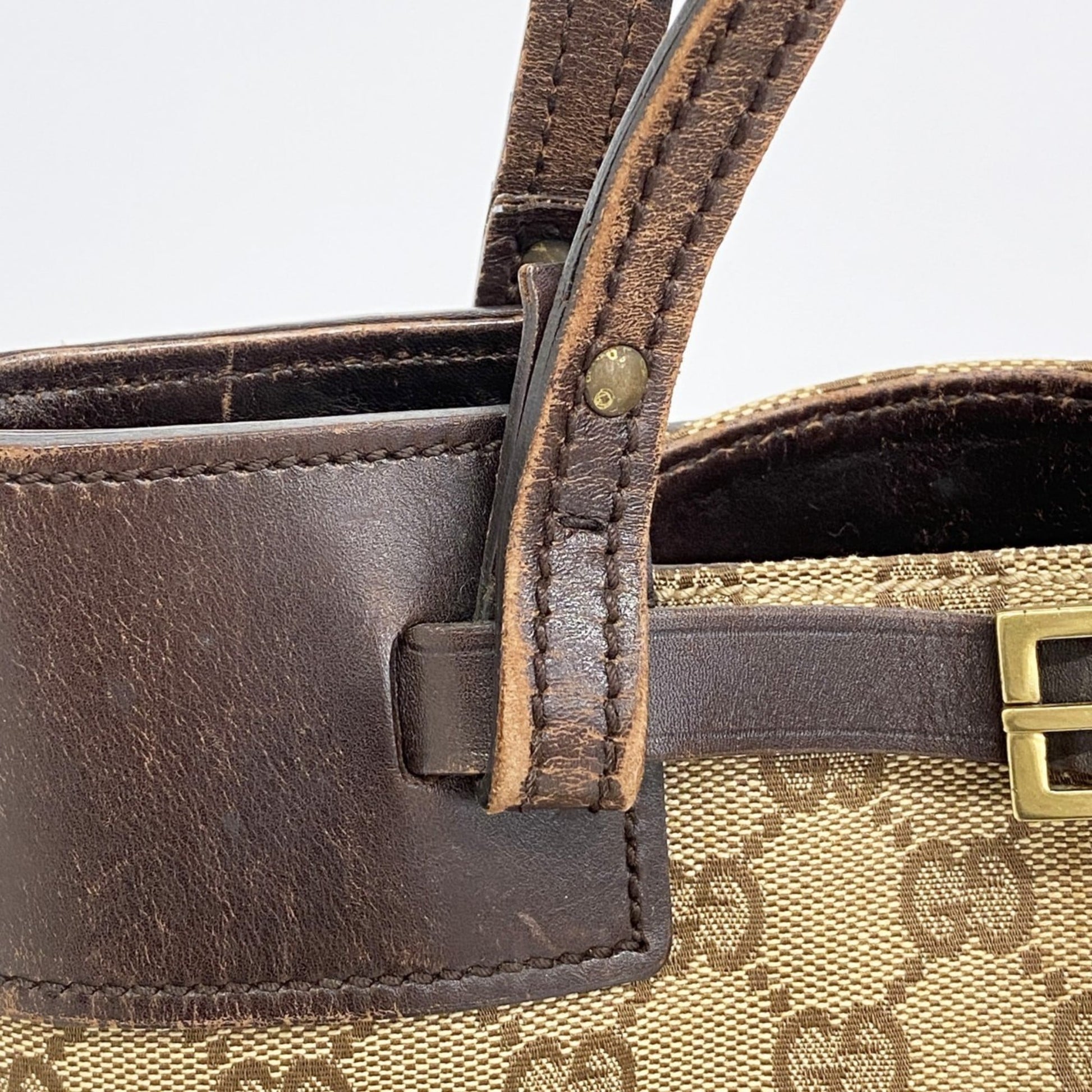 Gucci Beige Brown Canvas Handbag