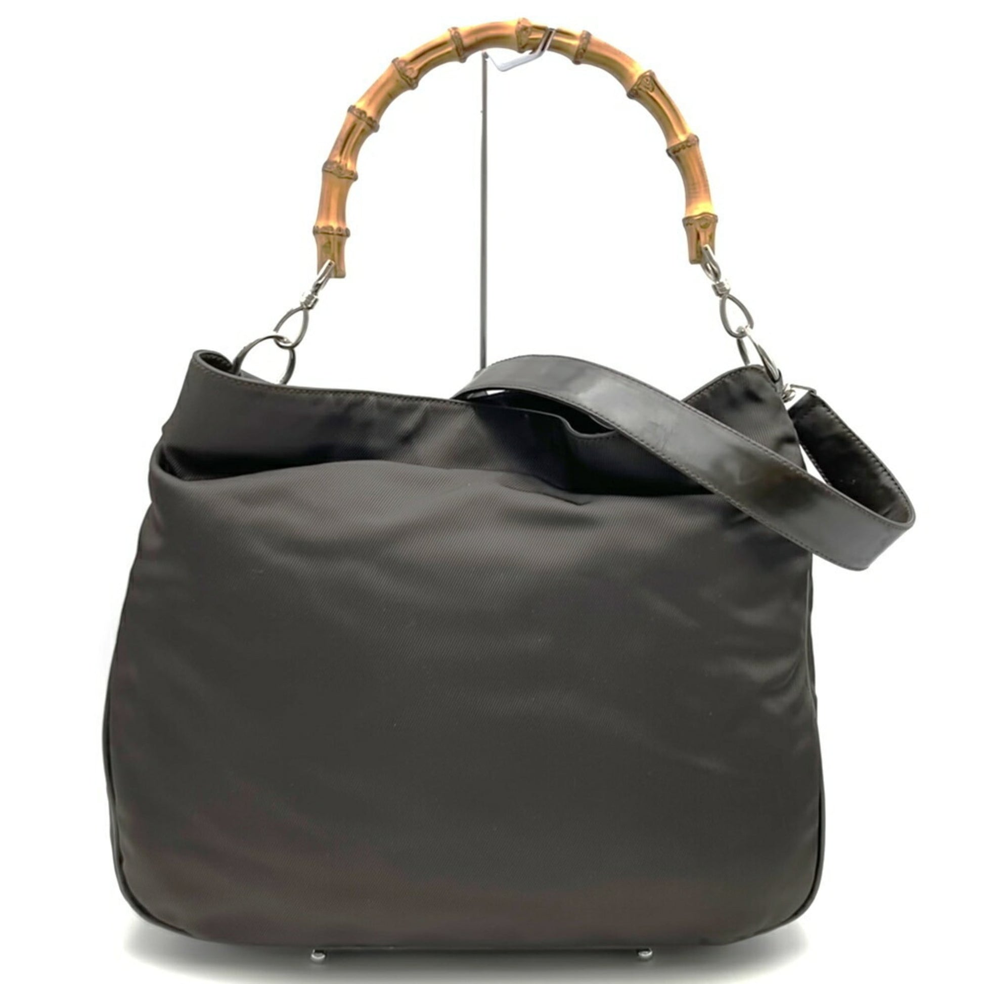 Gucci Brown Nylon Leather Shoulder Bag