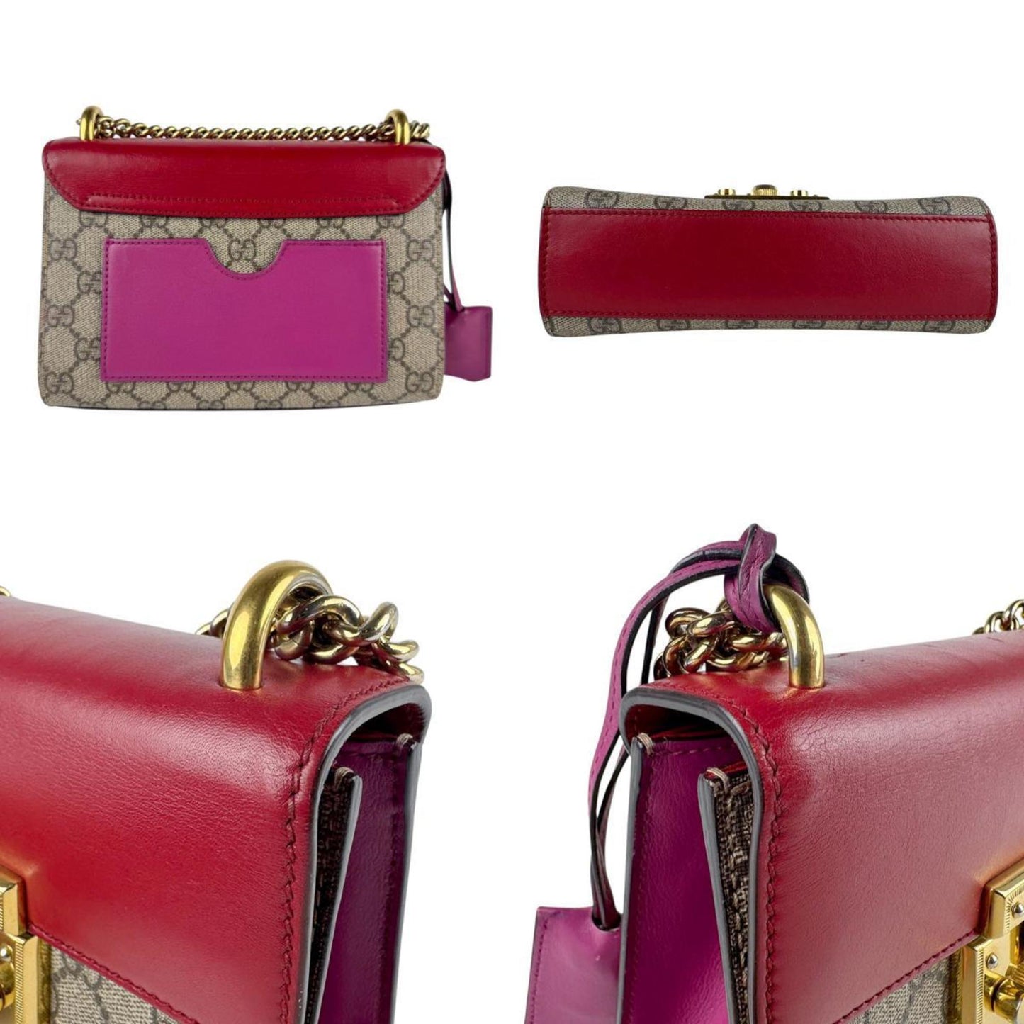 Gucci Brown Red Color Gg Supreme Leather Shoulder Bag