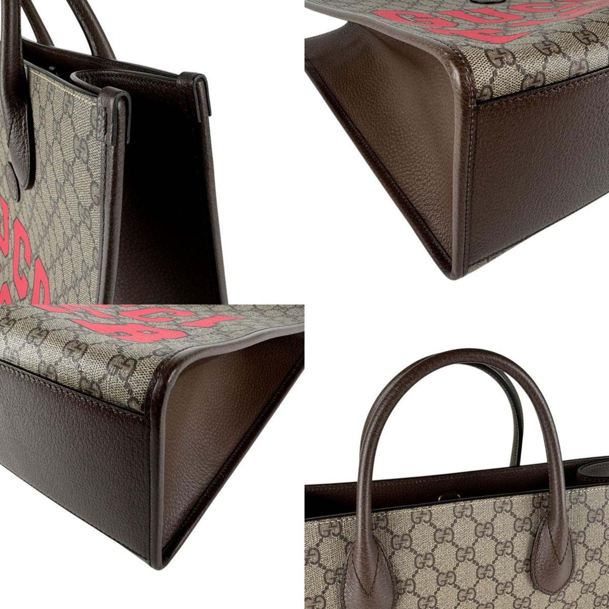 Gucci Brown Red Color Gg Supreme Handbag Shoulder Bag