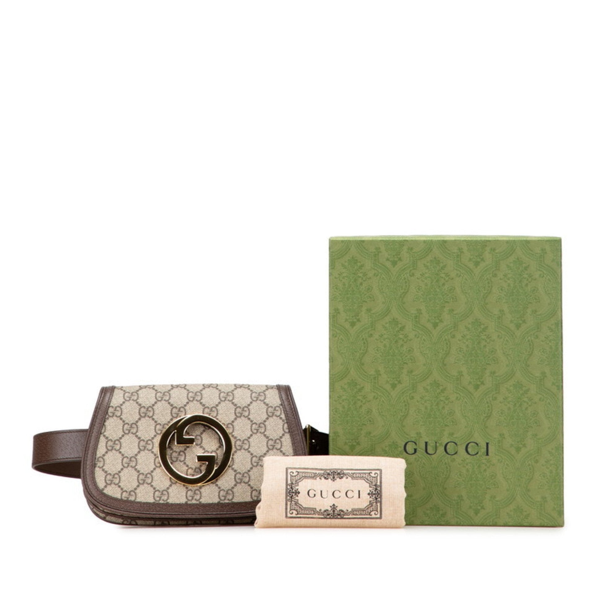 Gucci Beige Brown Pvc Leather Fanny Pack Sling Bag
