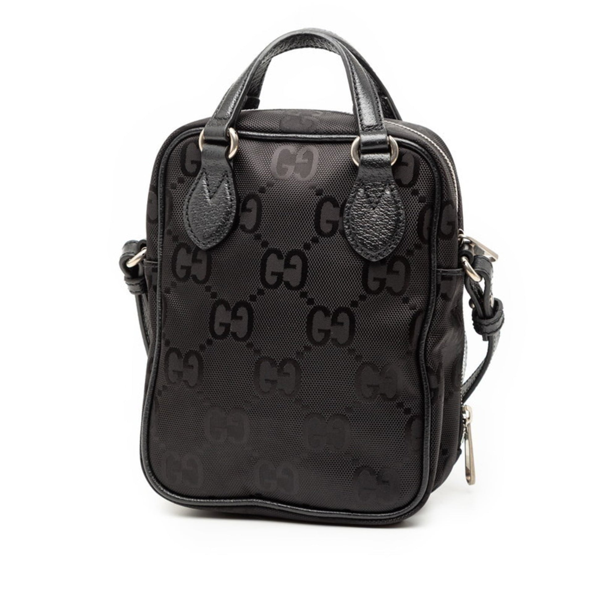 Gucci Black Nylon Leather Handbag Shoulder Bag